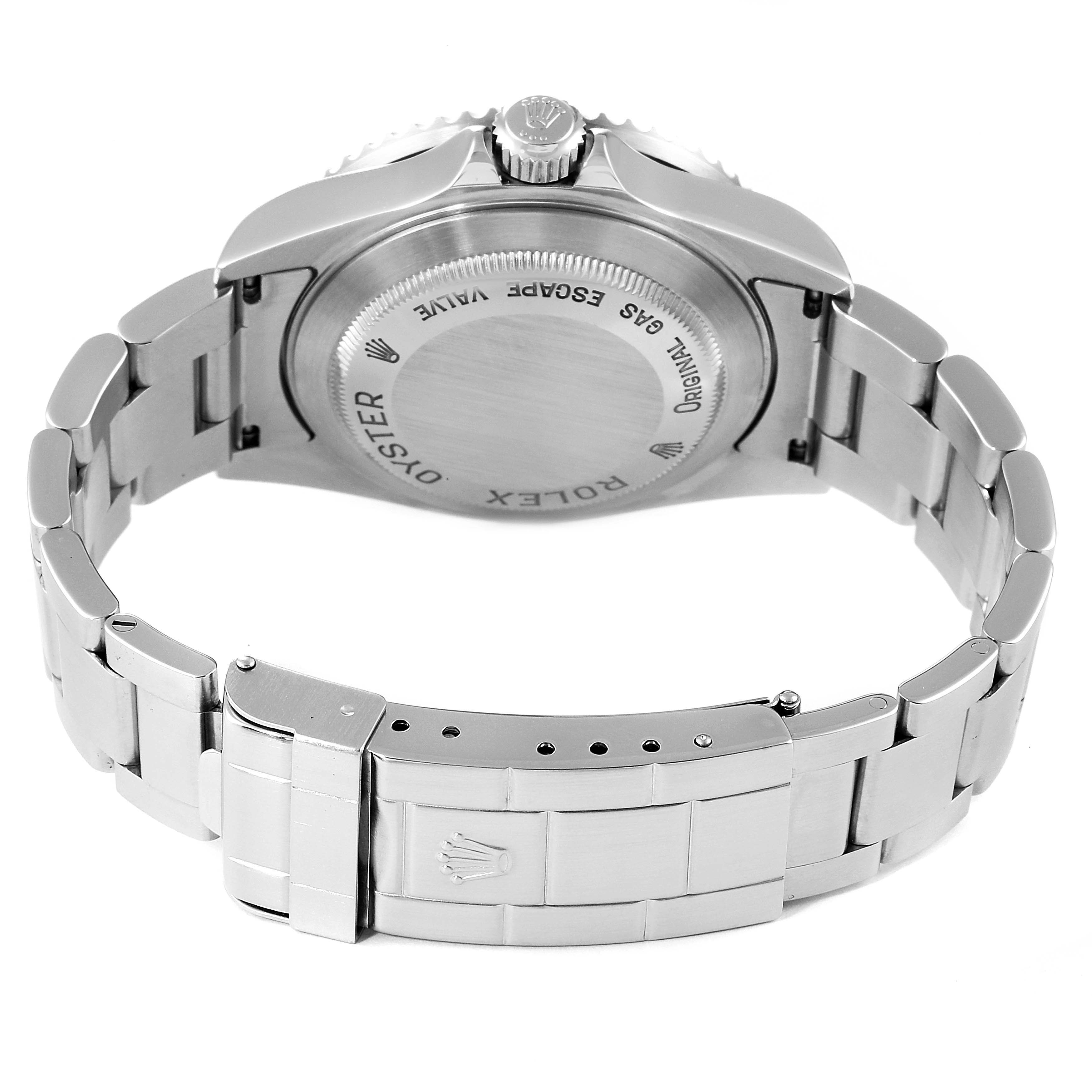 The image shows the back view and clasp of a Rolex Sea-Dweller 16600 Men's Stainless Steel Black Dial 16600 Men's Stainless Steel Black Dial watch.