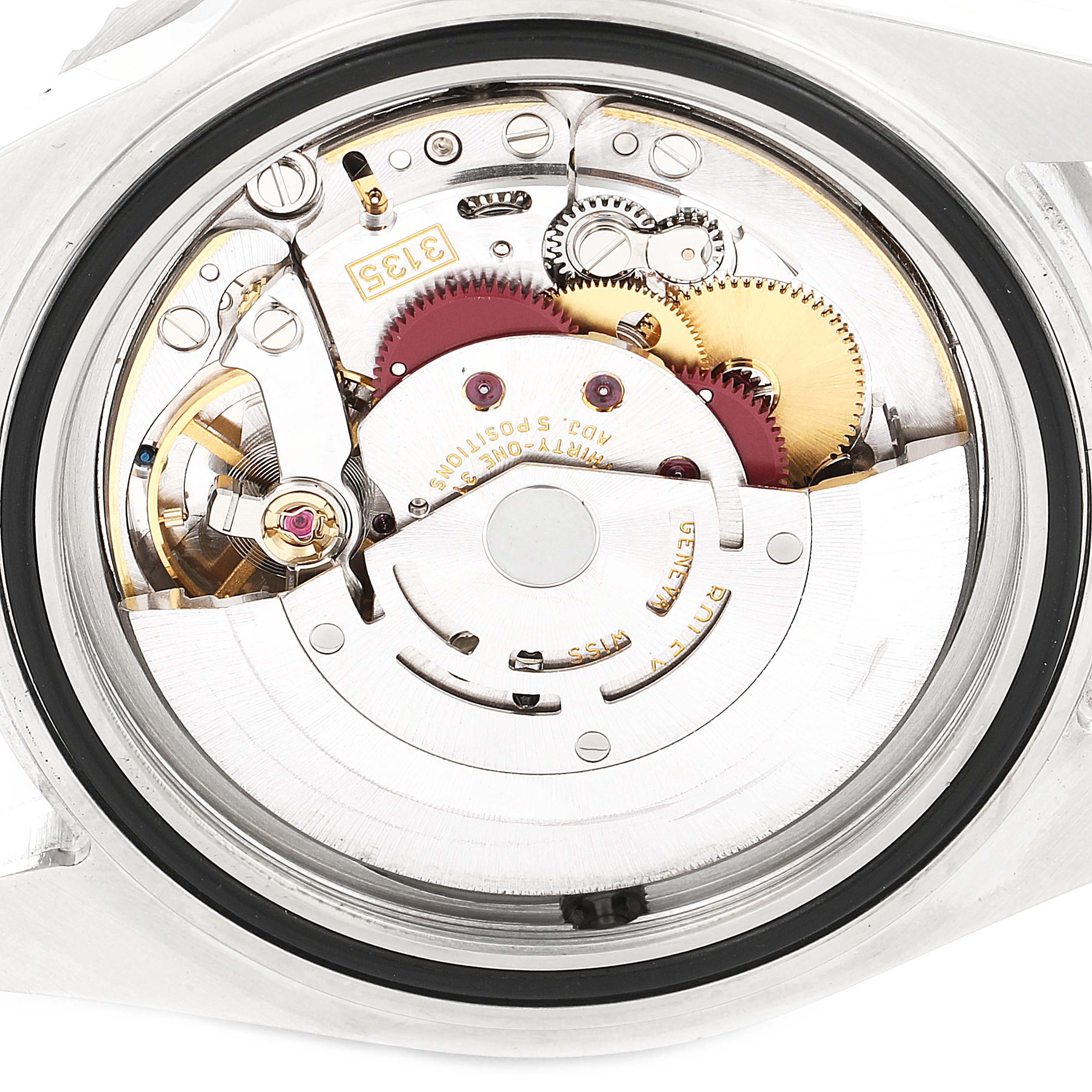 This image shows the internal mechanism of a Rolex Sea-Dweller 16600 Men's Stainless Steel Black Dial 16600 Men's Stainless Steel Black Dial watch from the back angle.