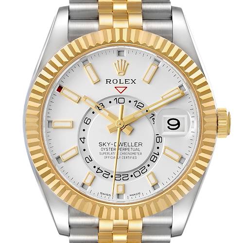 Photo of Rolex Sky-Dweller Steel Yellow Gold Silver Dial Mens Watch 326933