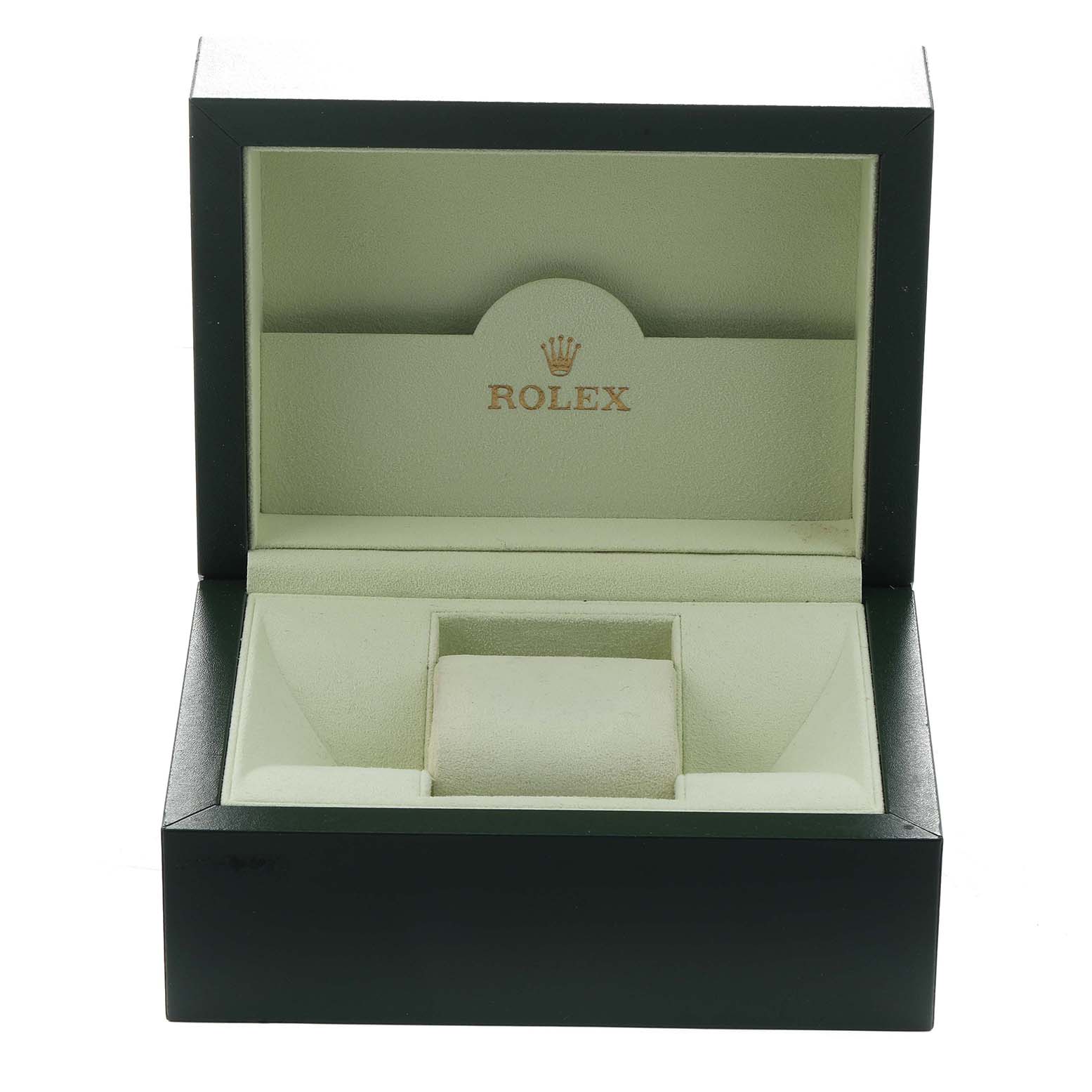 The image shows an open box for the Rolex Submariner 16610 Men's Stainless Steel Black Dial, displaying the interior with a central cushion for the watch.