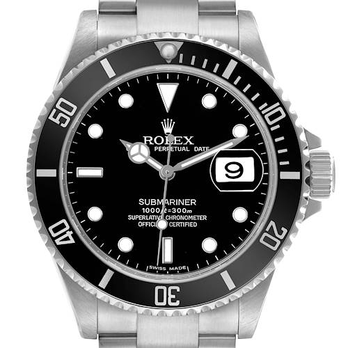 Photo of Rolex Submariner Date Steel Black Bezel Mens Watch 16610