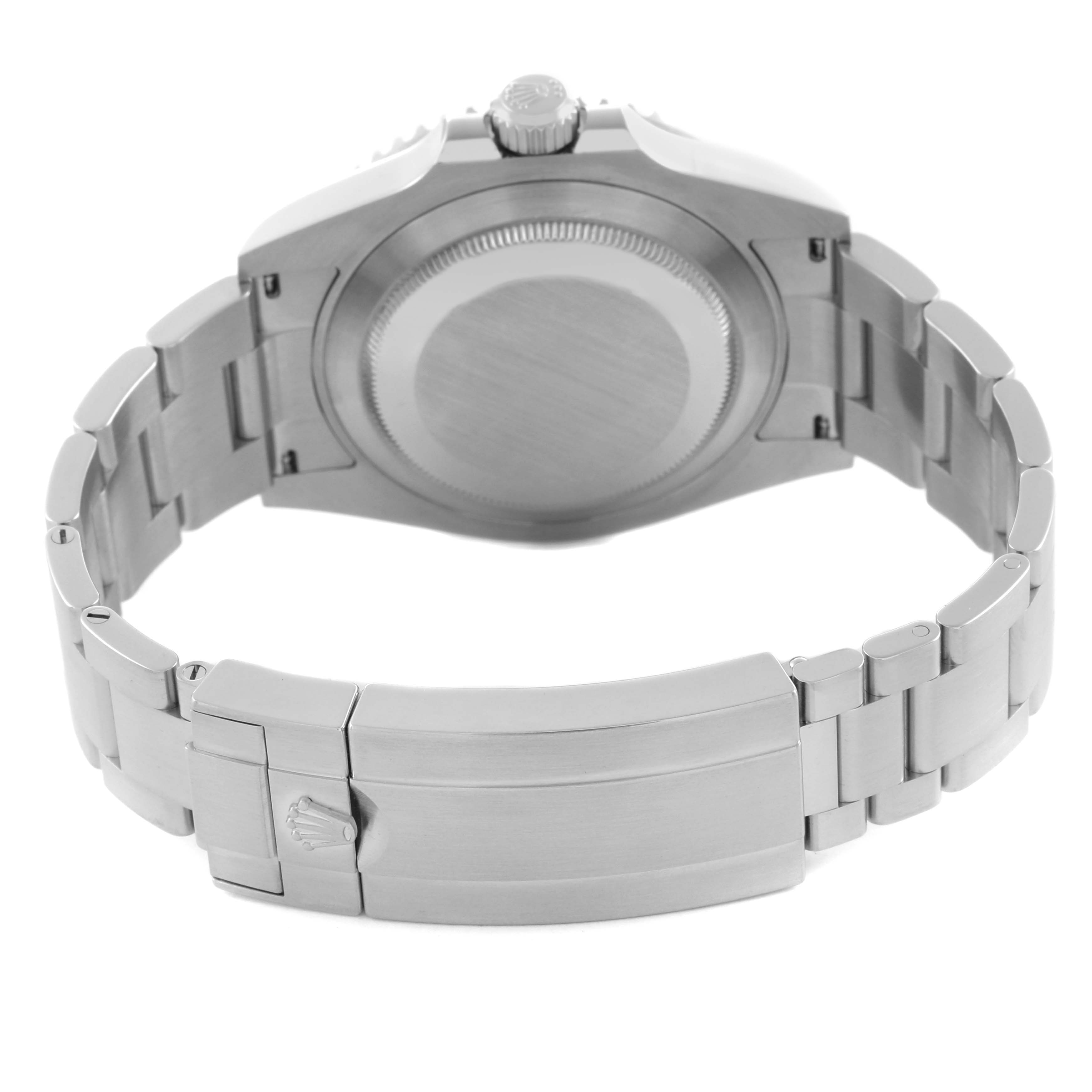 The image shows the back case and bracelet clasp of a Rolex Submariner 126610LV Men's Stainless Steel Black Dial 126610LV Men's Stainless Steel Black Dial watch from a rear angle.