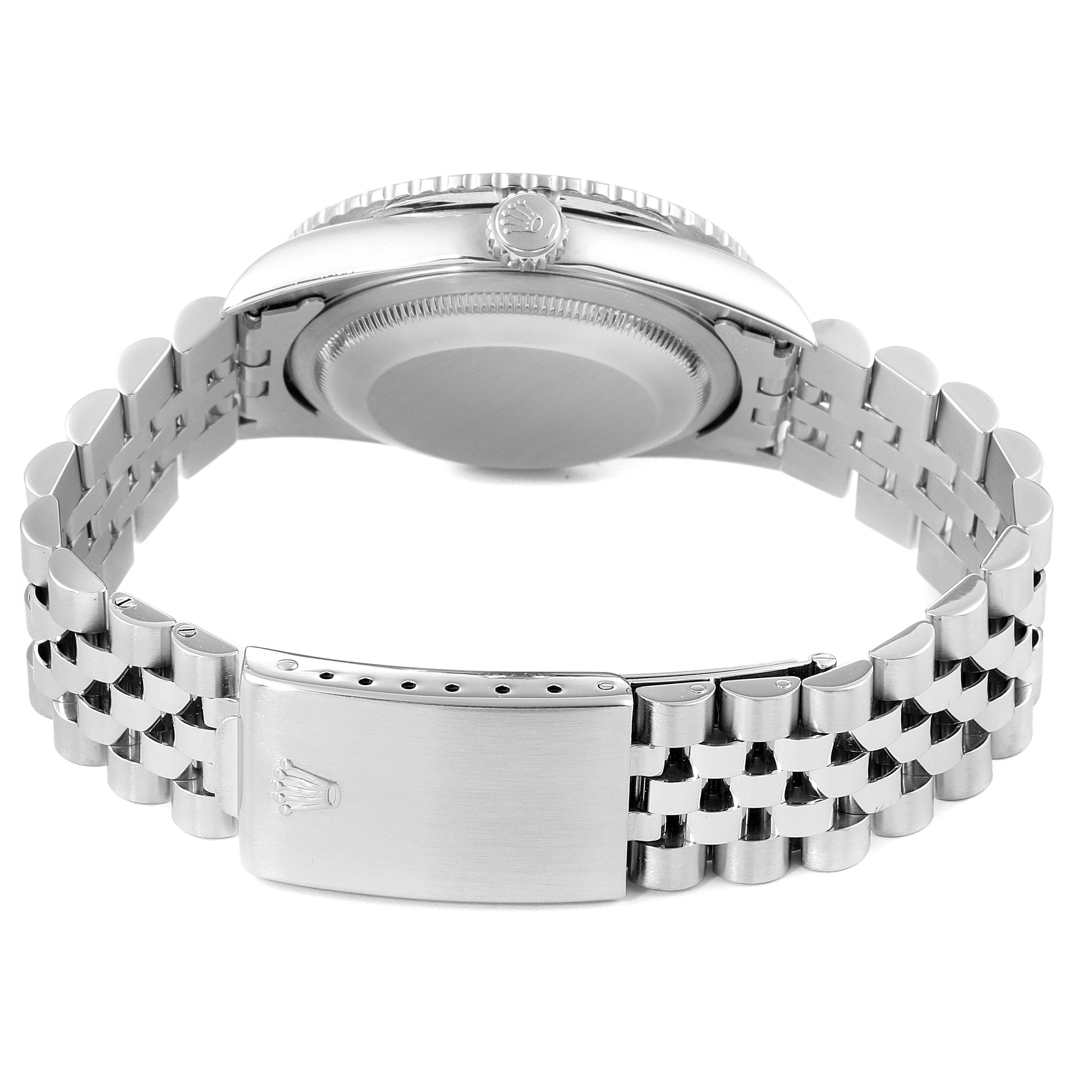 The image shows the backside and bracelet clasp of the Rolex Turn-o-Graph 16264 Men
s Stainless Steel Blue Dial 16264 Men
s Stainless Steel Blue Dial watch from a rear angle.