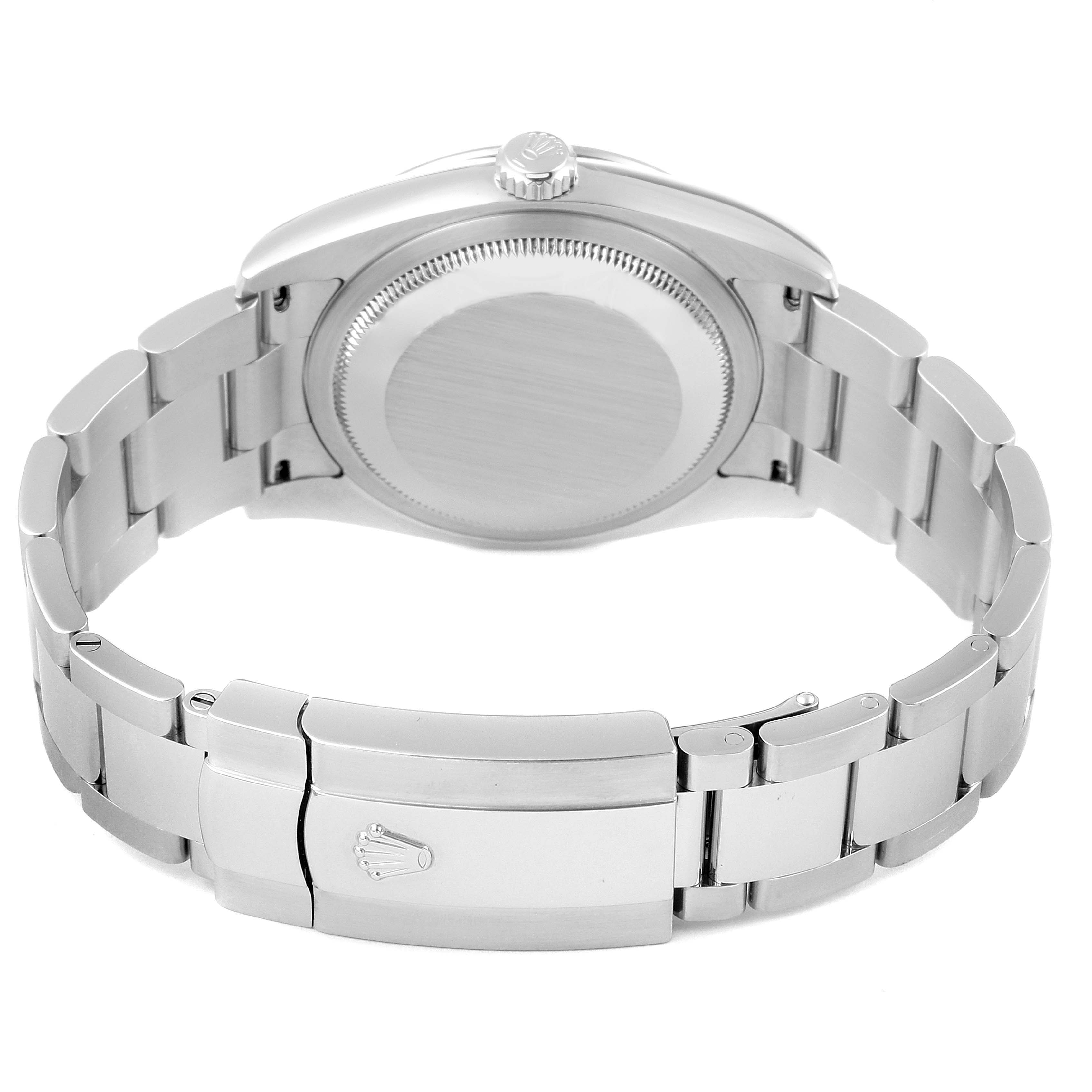 The image shows the back view of a Rolex Turn-o-Graph 116264 Men
s Stainless Steel White Dial 116264 Men
s Stainless Steel White Dial watch, displaying the clasp and case back.
