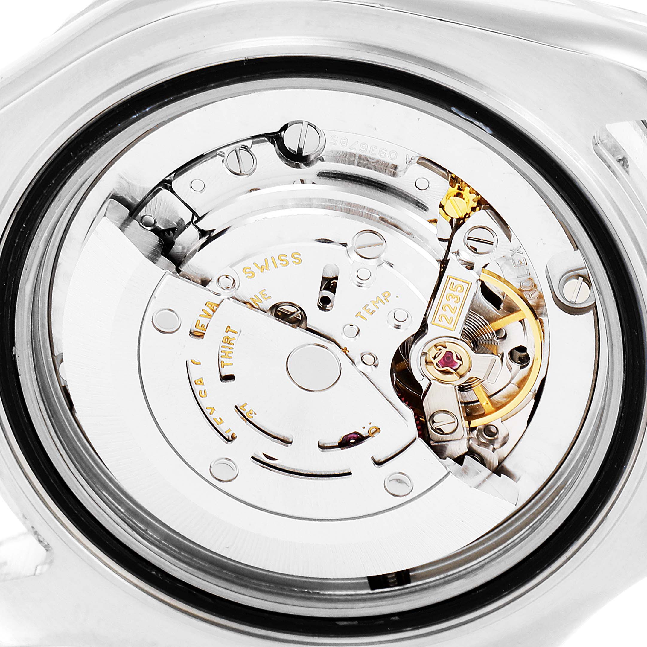 The image shows a close-up view of the Rolex Yacht-Master 168622 Men
s Stainless Steel Silver Dial 168622 Men
s Stainless Steel Silver Dial
s internal watch movement from the back.