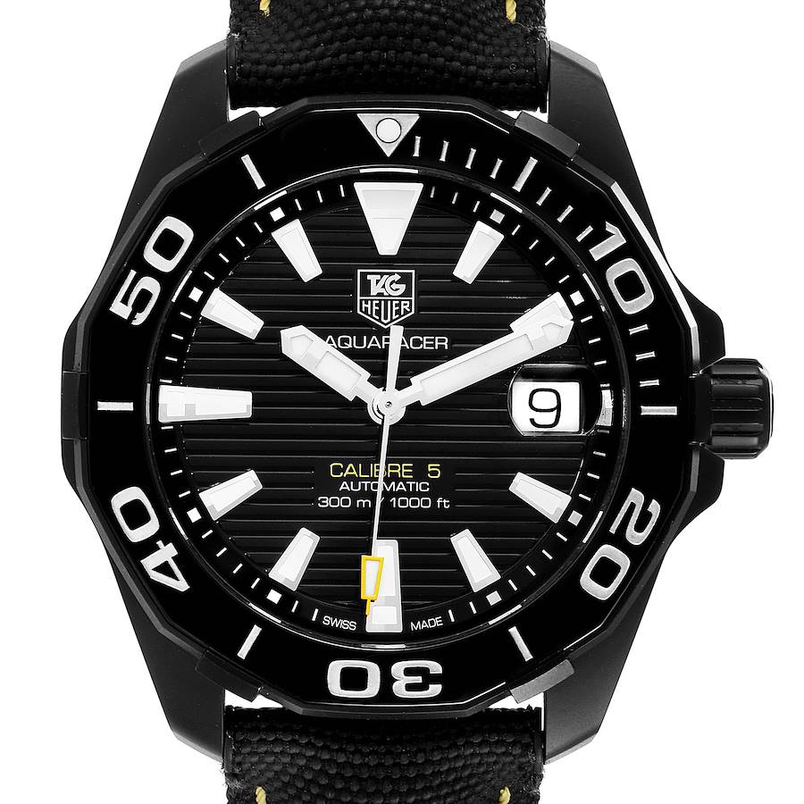 Tag Heuer Aquaracer Calibre 5 PVD Steel Mens Watch WAY218A Box Card SwissWatchExpo