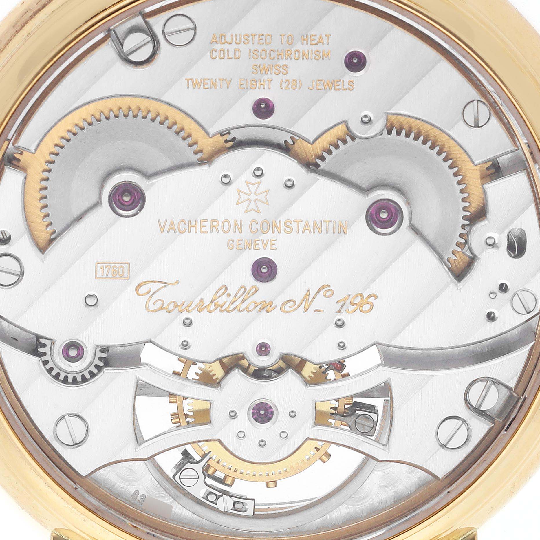 This image shows the back of the Vacheron Constantin Patrimony 30050/000J-7604 Men's Yellow Gold White Dial 30050/000J-7604 Men's Yellow Gold White Dial watch, highlighting its intricate movement and components.