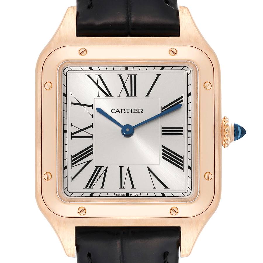 Cartier Santos Dumont Large Rose Gold Silver Dial Mens Watch WGSA0021 Papers SwissWatchExpo
