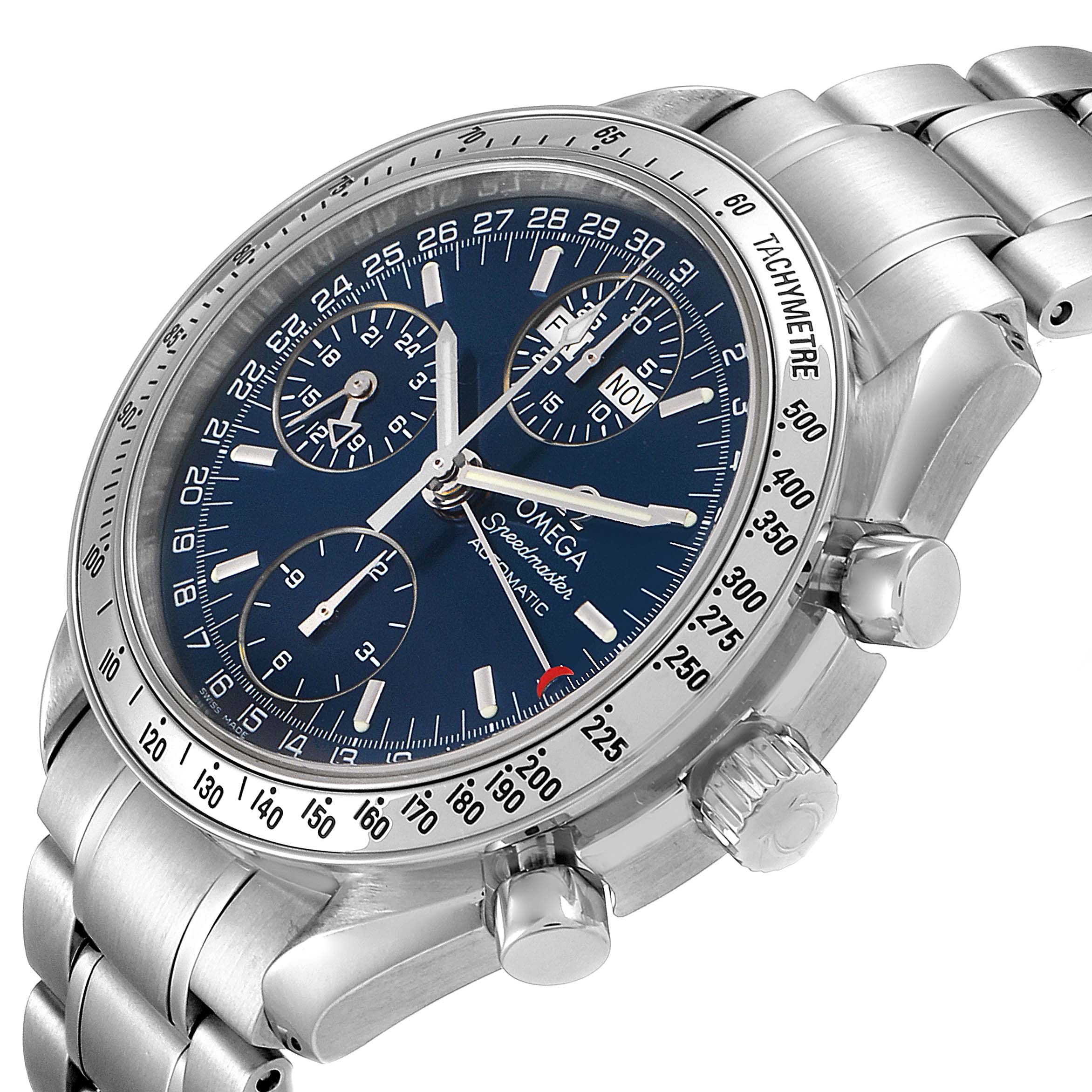 omega speedmaster day date blue