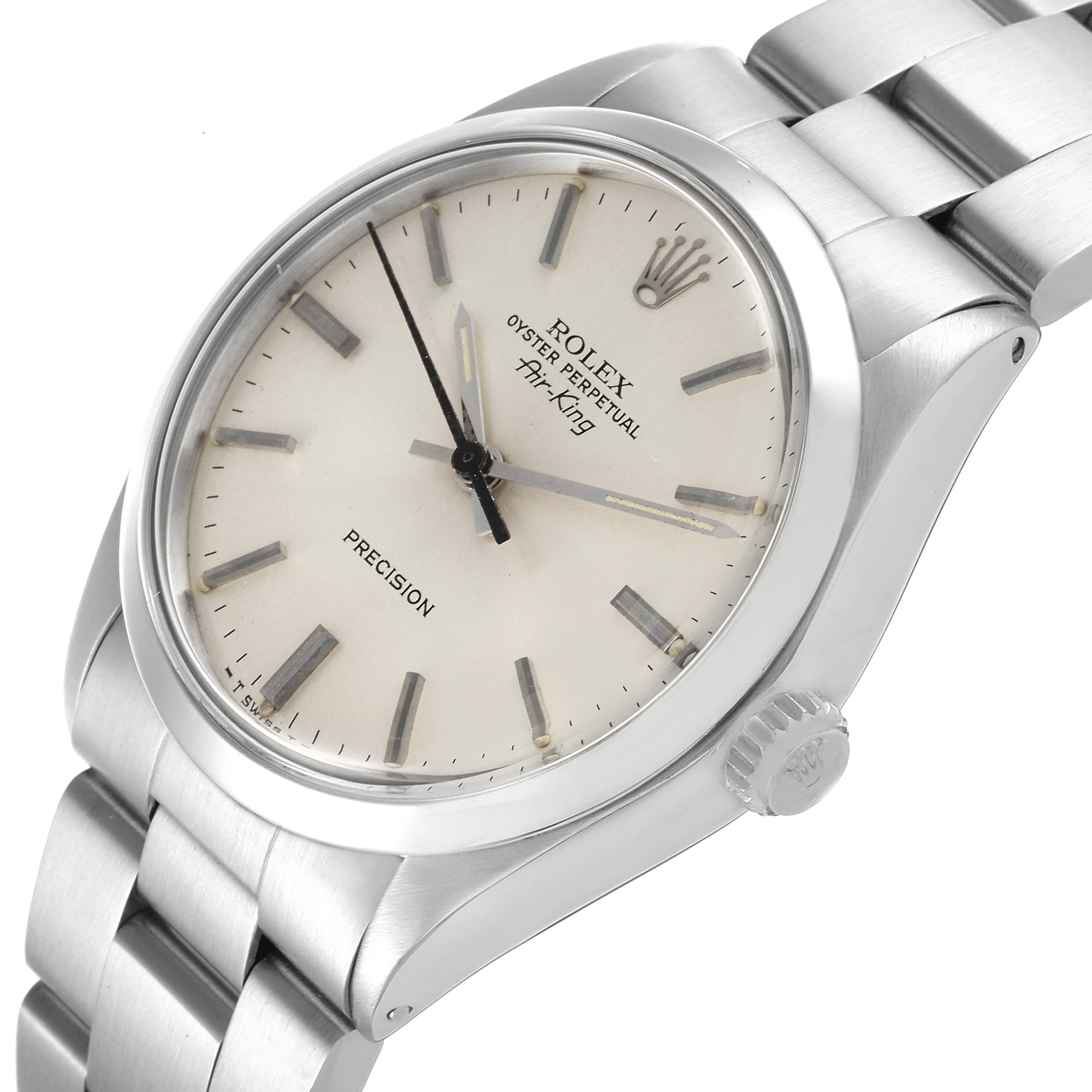 The Rolex Vintage Collection 5500 Men's Stainless Steel Silver Dial 5500 Men's Stainless Steel Silver Dial model is shown at an angle highlighting the dial, case, and partially the bracelet.
