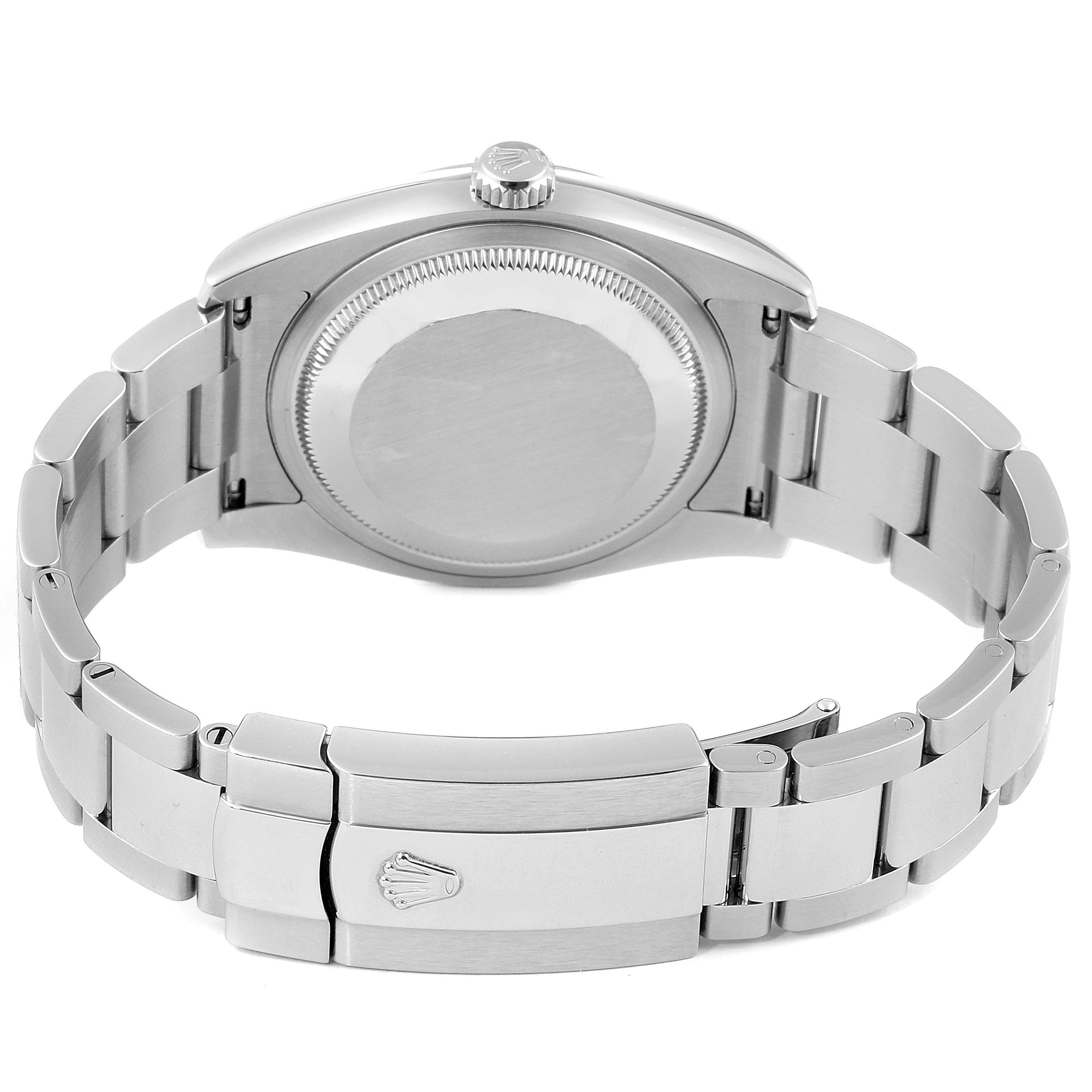 This image shows the back view of a Rolex Datejust 116200 Men's Stainless Steel Silver Dial 116200 Men's Stainless Steel Silver Dial watch, highlighting the clasp, bracelet, and case back.