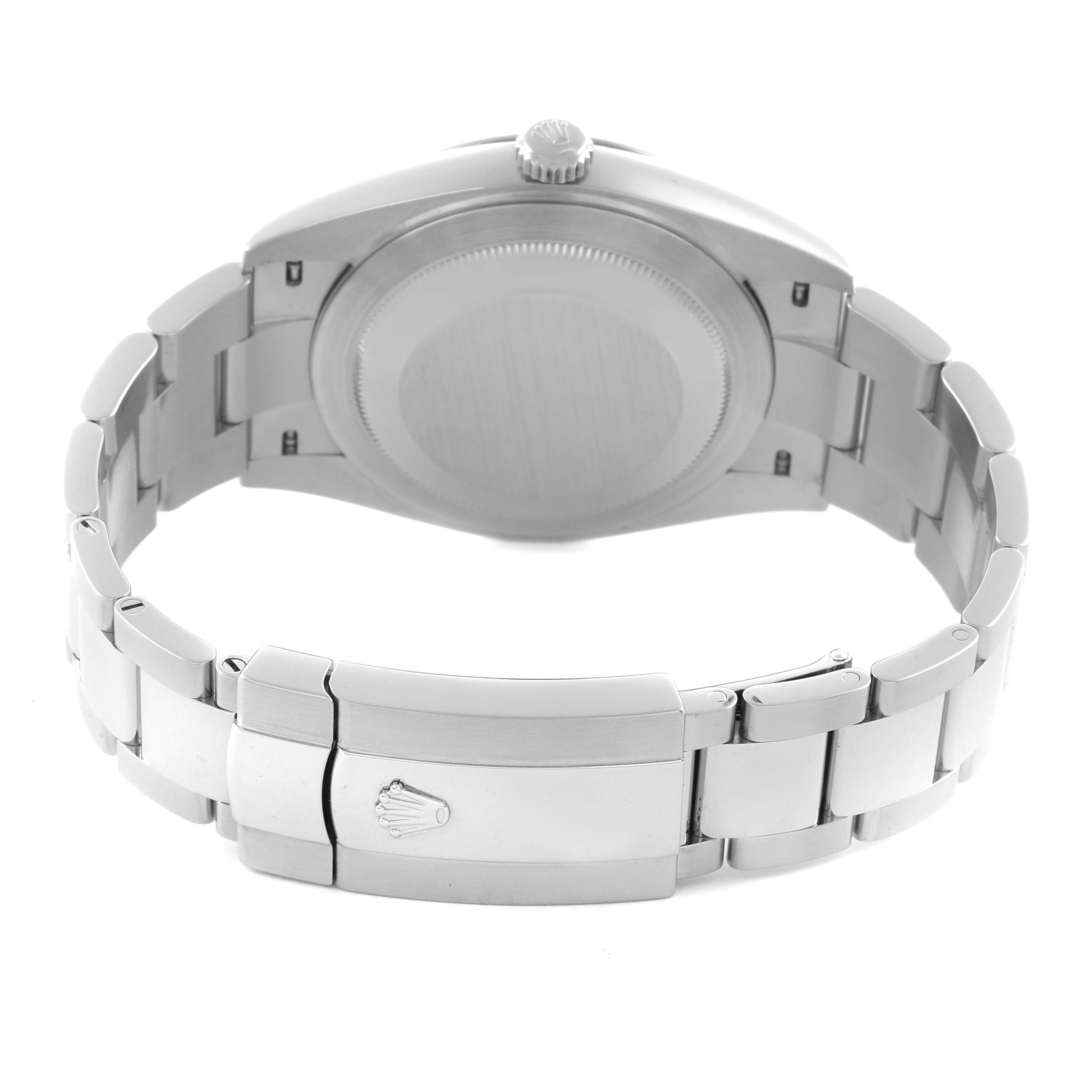 The image shows the back of the Rolex Datejust 41 126334 Men's Stainless Steel Blue Dial 126334 Men's Stainless Steel Blue Dial, highlighting the case back and bracelet clasp.