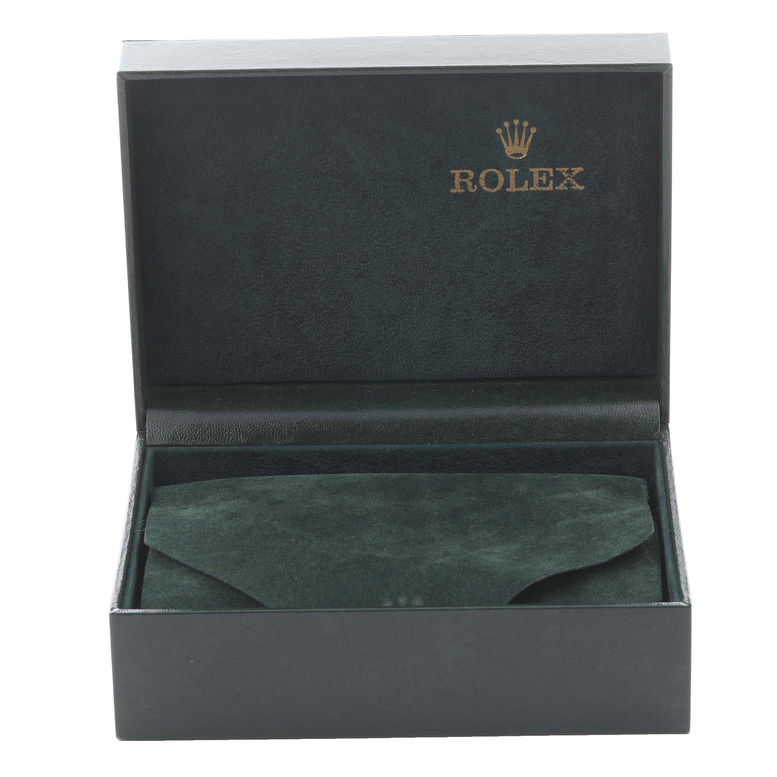 This is a Rolex Vintage Collection 16030 Men's Stainless Steel Silver Dial 16030 Men's Stainless Steel Silver Dial watch box, shown open from the front angle.