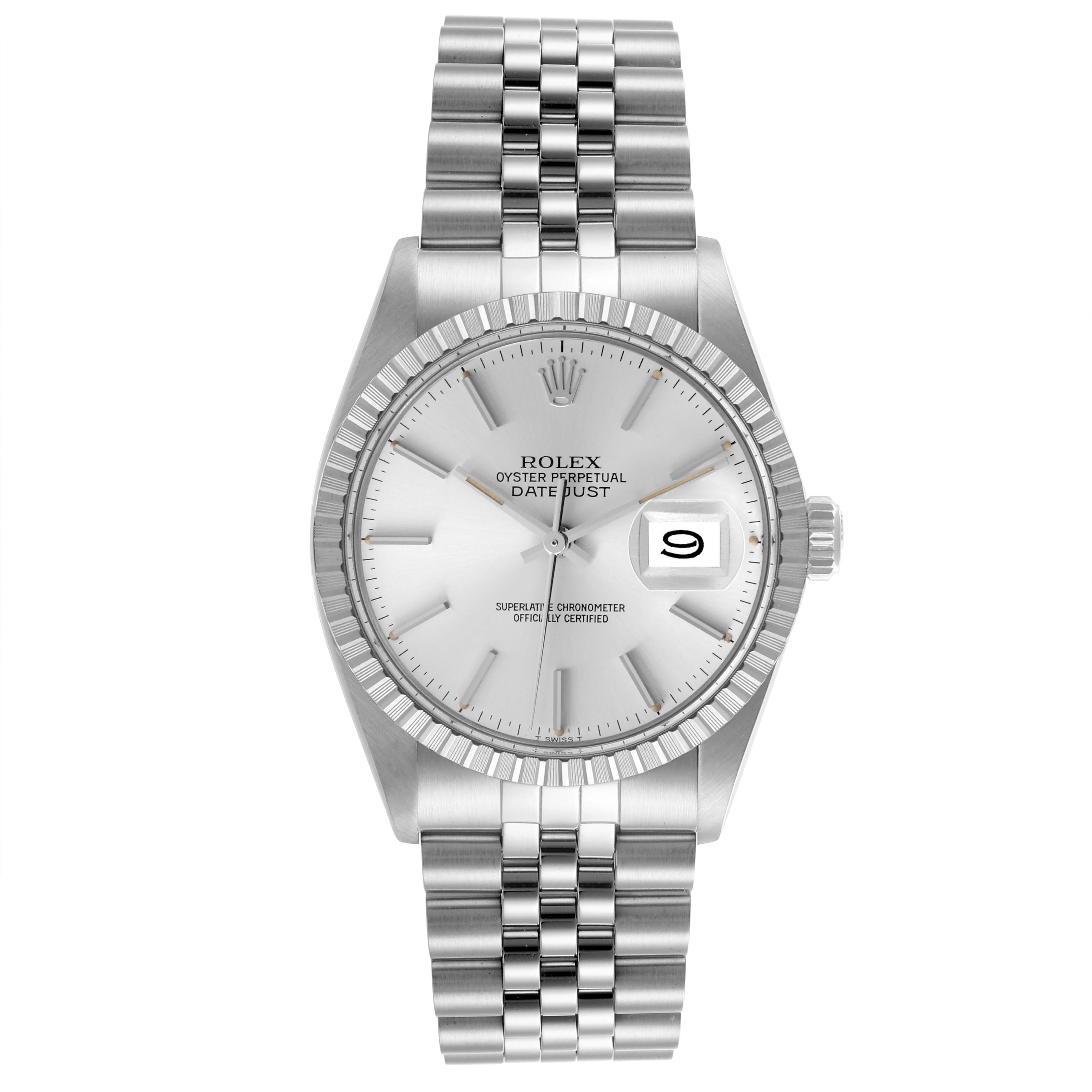 The Rolex Vintage Collection 16030 Men's Stainless Steel Silver Dial 16030 Men's Stainless Steel Silver Dial watch is shown from a front angle, displaying the dial, bracelet, and bezel.