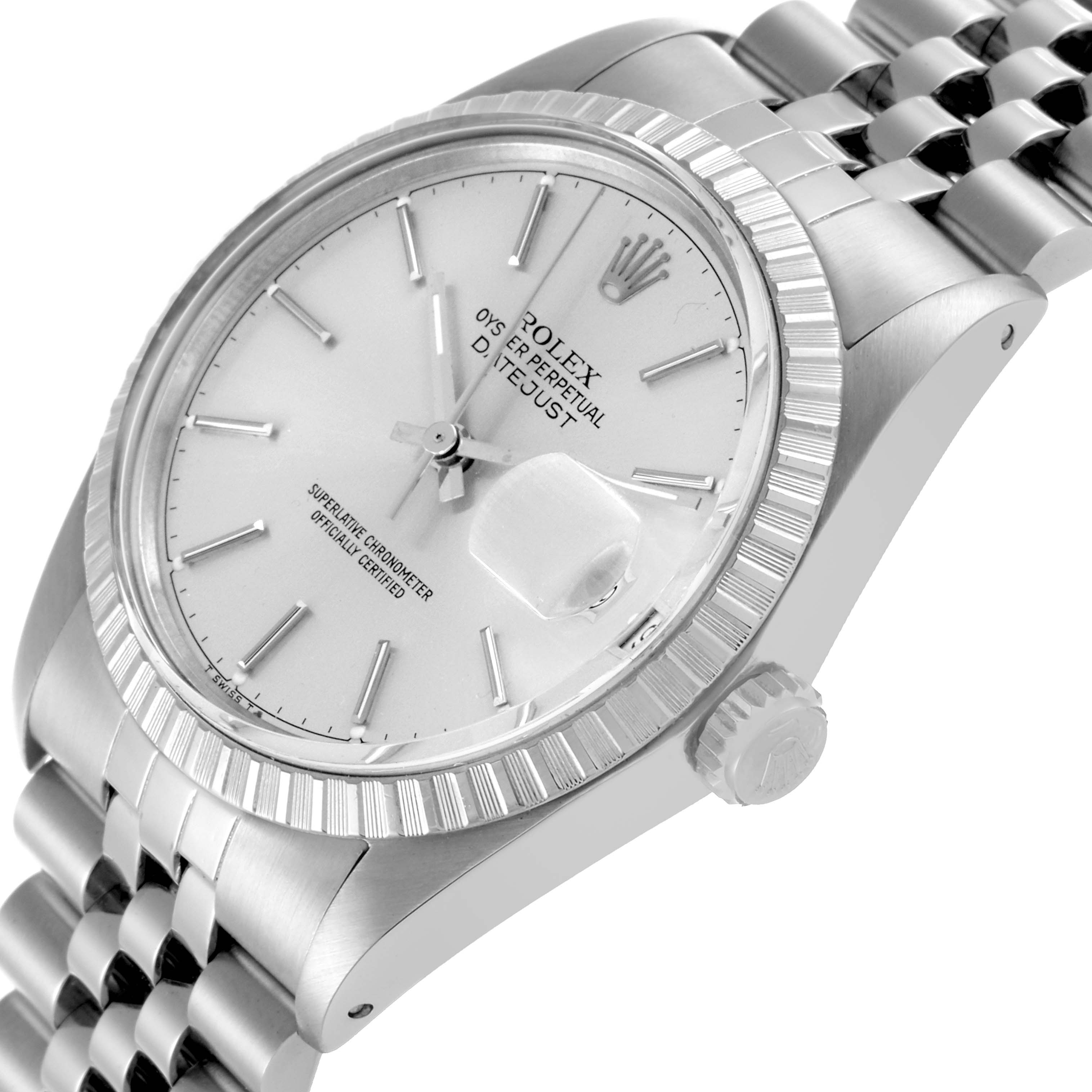 The Rolex Vintage Collection 16030 Men's Stainless Steel Silver Dial 16030 Men's Stainless Steel Silver Dial watch is shown at a slight angle, highlighting the dial, bezel, crown, and part of the bracelet.