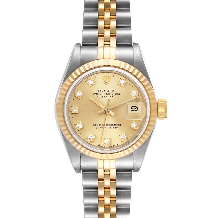 Rolex Datejust Steel Yellow Gold Diamond Dial Ladies Watch 69173 Box Papers SwissWatchExpo