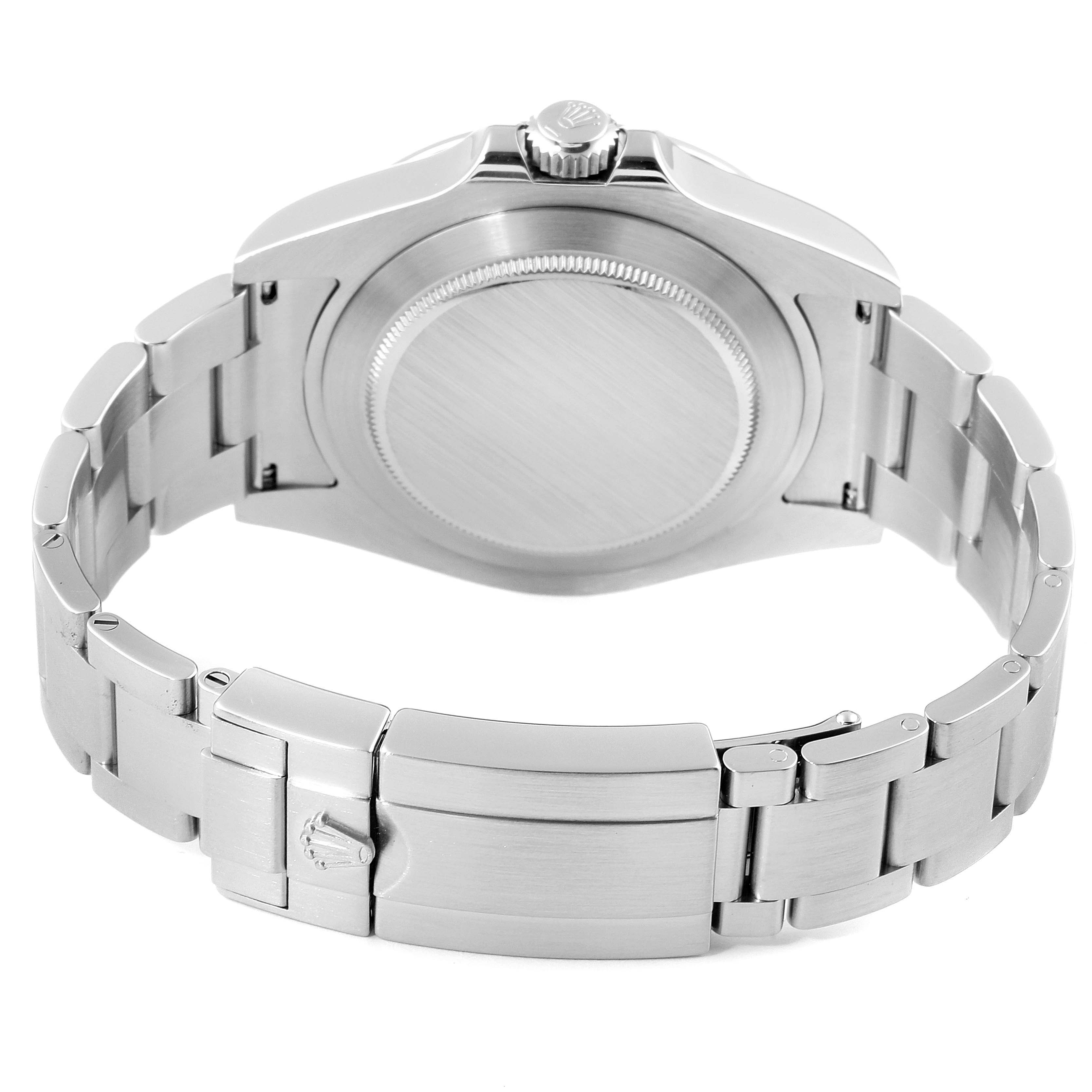 The image shows the back case, bracelet, and clasp of a Rolex Explorer 216570 Men
s Stainless Steel Black Dial 216570 Men
s Stainless Steel Black Dial watch.