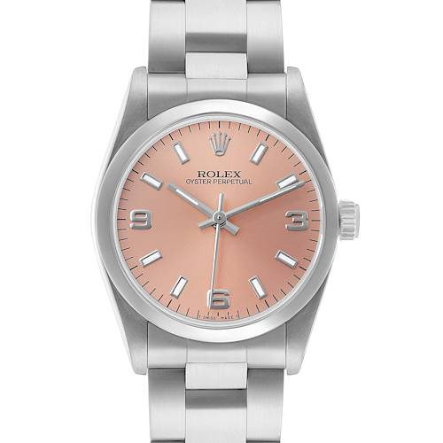 Photo of Rolex Oyster Perpetual Midsize 31 Steel Salmon Dial Ladies Watch 67480