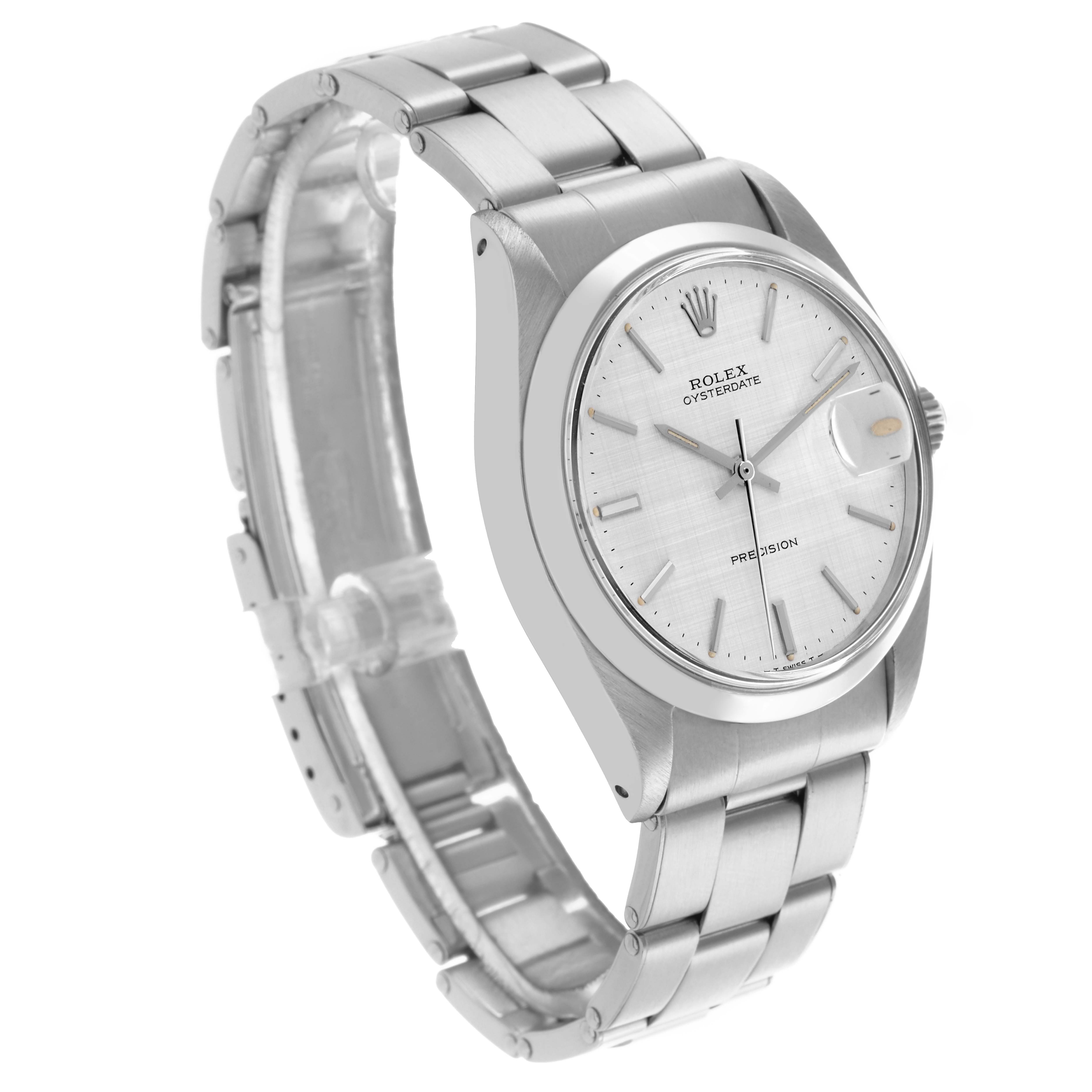 The Rolex Vintage Collection 6694 Men's Stainless Steel Silver Dial watch is shown in a three-quarter view, highlighting the face, bezel, and bracelet.