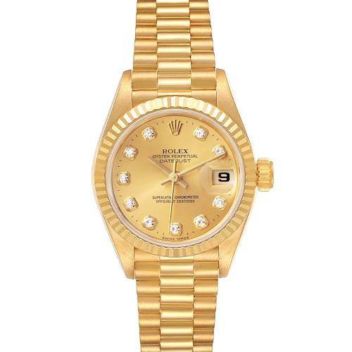 Photo of NOT FOR SALE -- Rolex President Datejust Yellow Gold Diamond Dial Ladies Watch 69178 -- PARTIAL PAYMENT