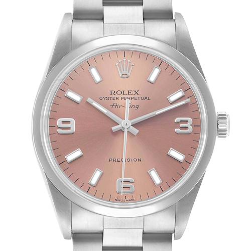 Photo of Rolex Air King Steel Salmon Dial Smooth Bezel Mens Watch 14000