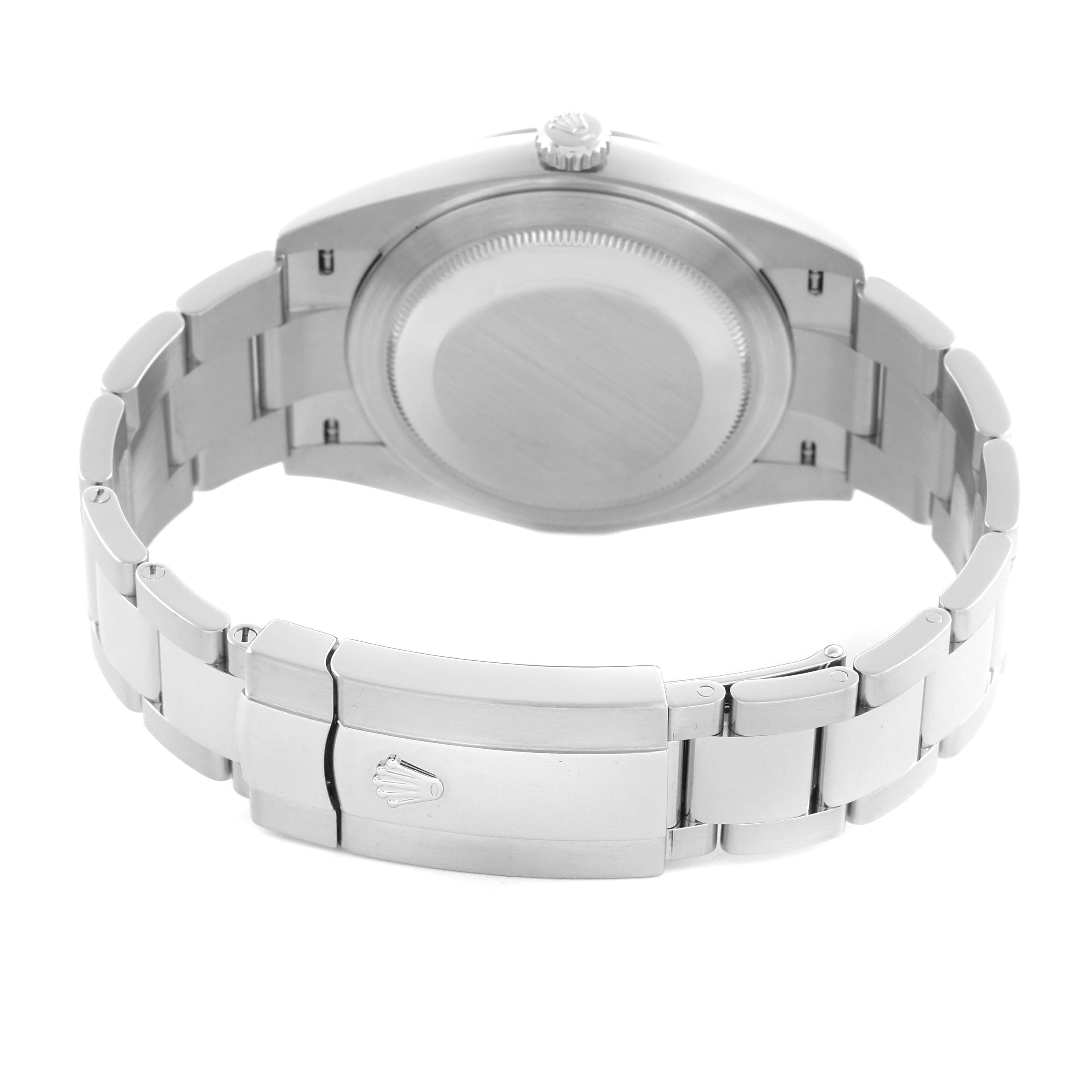 The image shows the back case and bracelet of the Rolex Datejust 41 126300 Men's Stainless Steel Black Dial 126300 Men's Stainless Steel Black Dial watch from a rear angle.