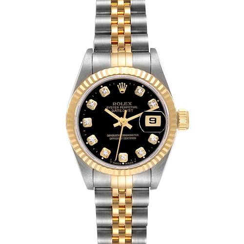 Photo of Rolex Datejust Black Diamond Dial Steel Yellow Gold Ladies Watch 69173 + 2 extra links