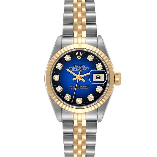 Photo of Rolex Datejust Blue Vignette Diamond Dial Steel Yellow Gold Ladies Watch 69173