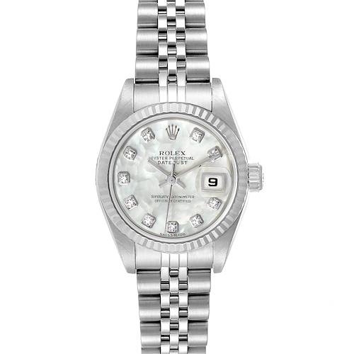 Photo of Rolex Datejust Steel White Gold MOP Diamond Ladies Watch 79174 Box Papers
