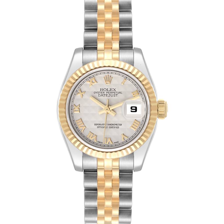Rolex Datejust Steel Yellow Gold Ivory Pyramid Dial Ladies Watch 179173 SwissWatchExpo