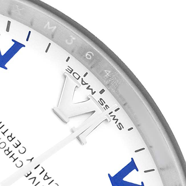 The image shows a close-up angle of a Rolex Mid-Size 177200 Women's Stainless Steel White Dial watch dial, featuring the bezel, part of the "SWISS MADE" text, and part of the hour markers.