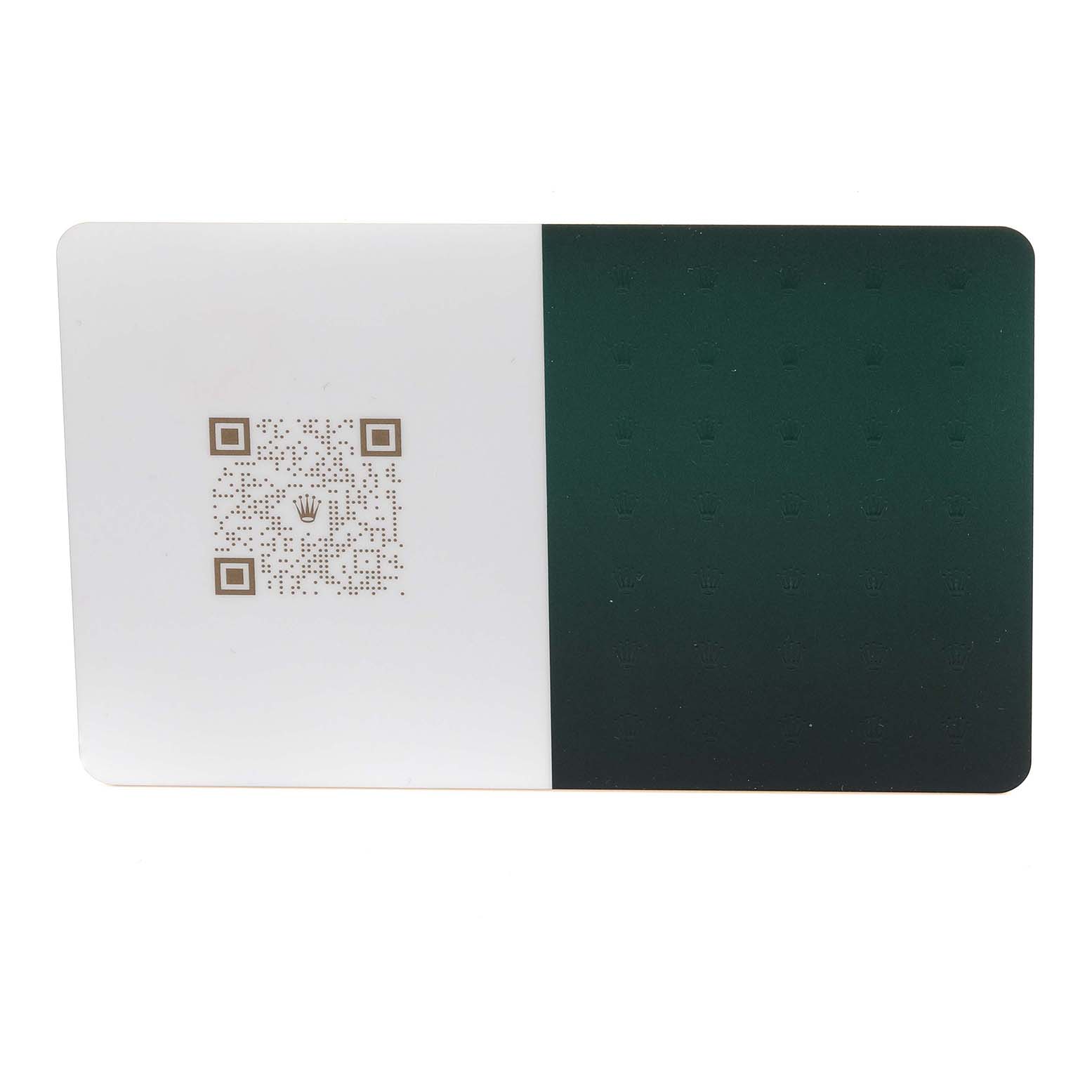 The image shows a warranty card for a Rolex Submariner 116610 Men
s Stainless Steel Black Dial 116610 Men
s Stainless Steel Black Dial, featuring a QR code and the brand
s logo.