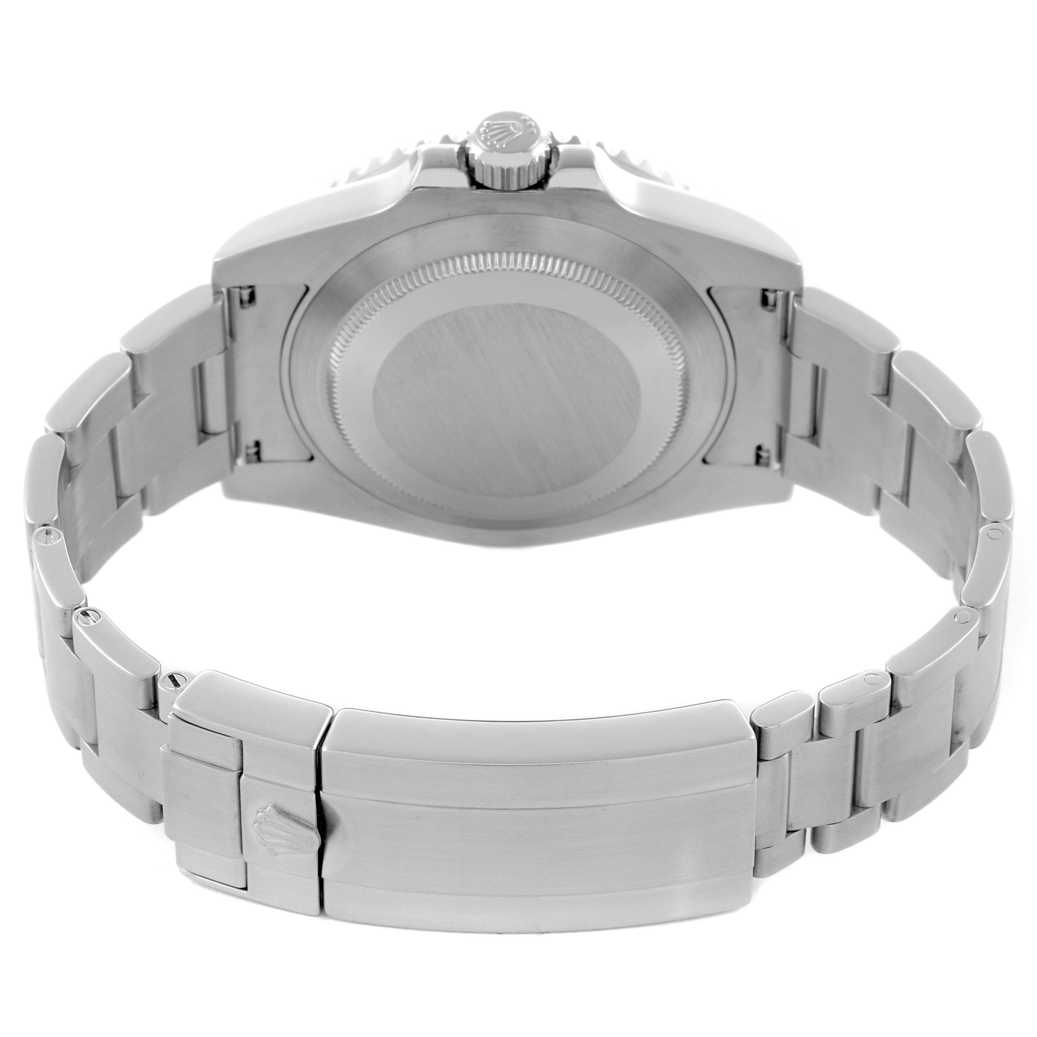 The image shows the back and clasp of a Rolex Submariner 116610 Men
s Stainless Steel Black Dial 116610 Men
s Stainless Steel Black Dial, highlighting the bracelet and case back.