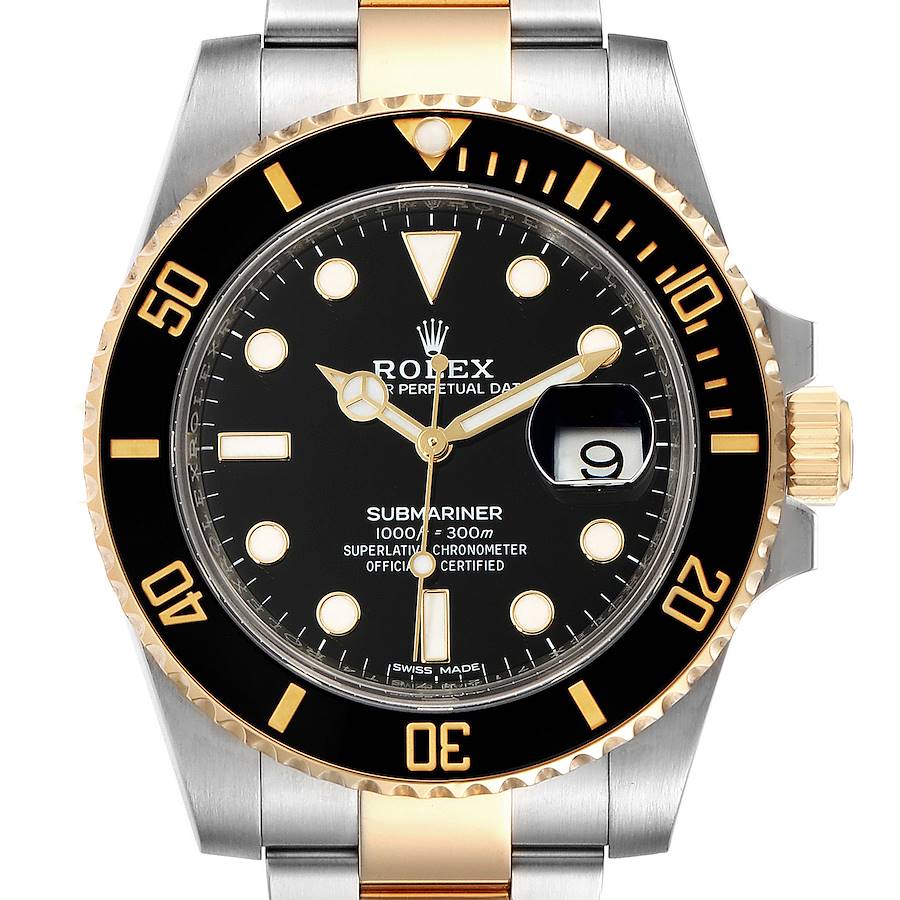 Rolex Submariner Steel Yellow Gold Black Dial Automatic Mens Watch 116613 Box Card SwissWatchExpo