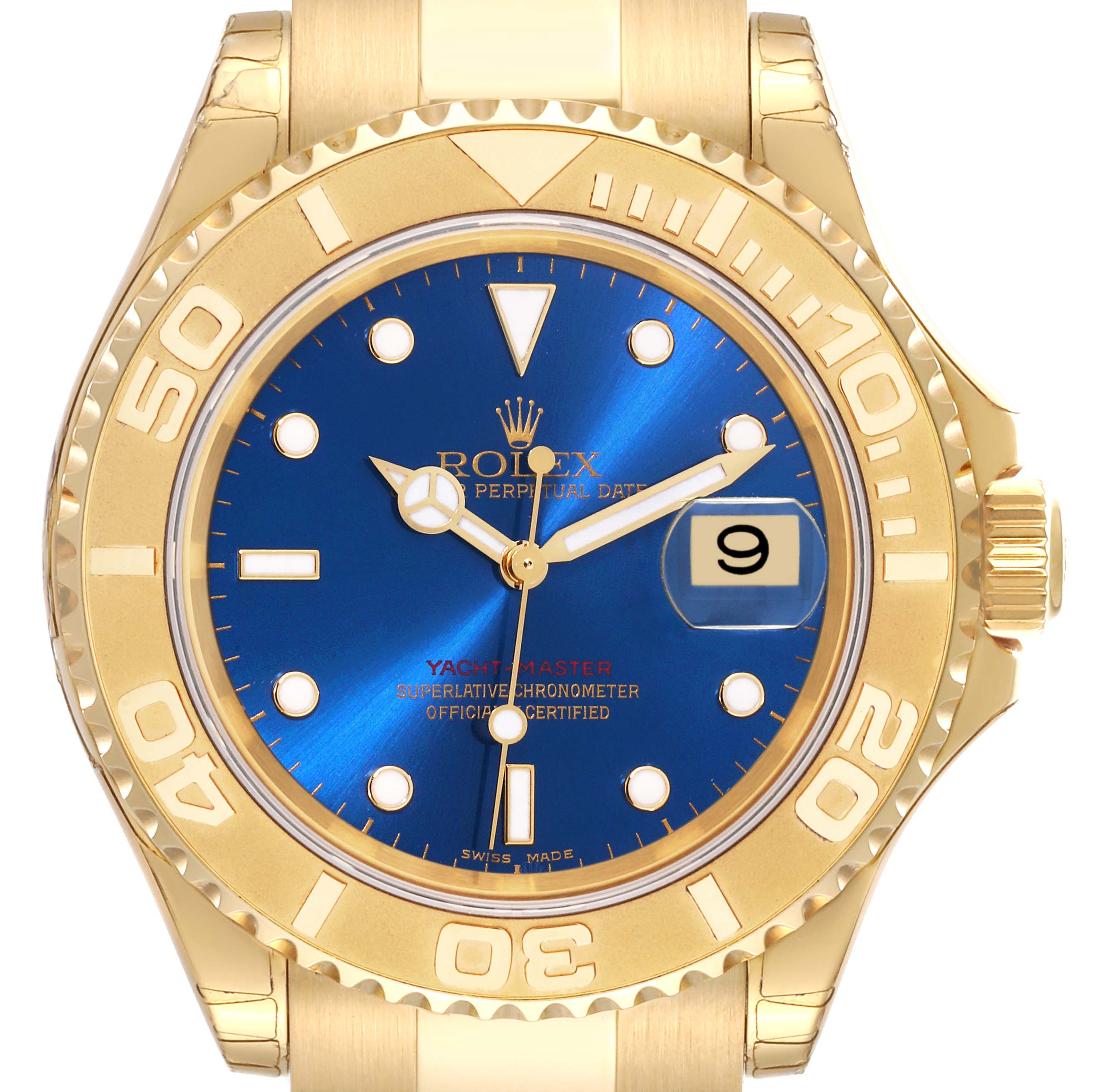 Rolex Yachtmaster 40mm Yellow Gold Blue Dial Mens Watch 16628