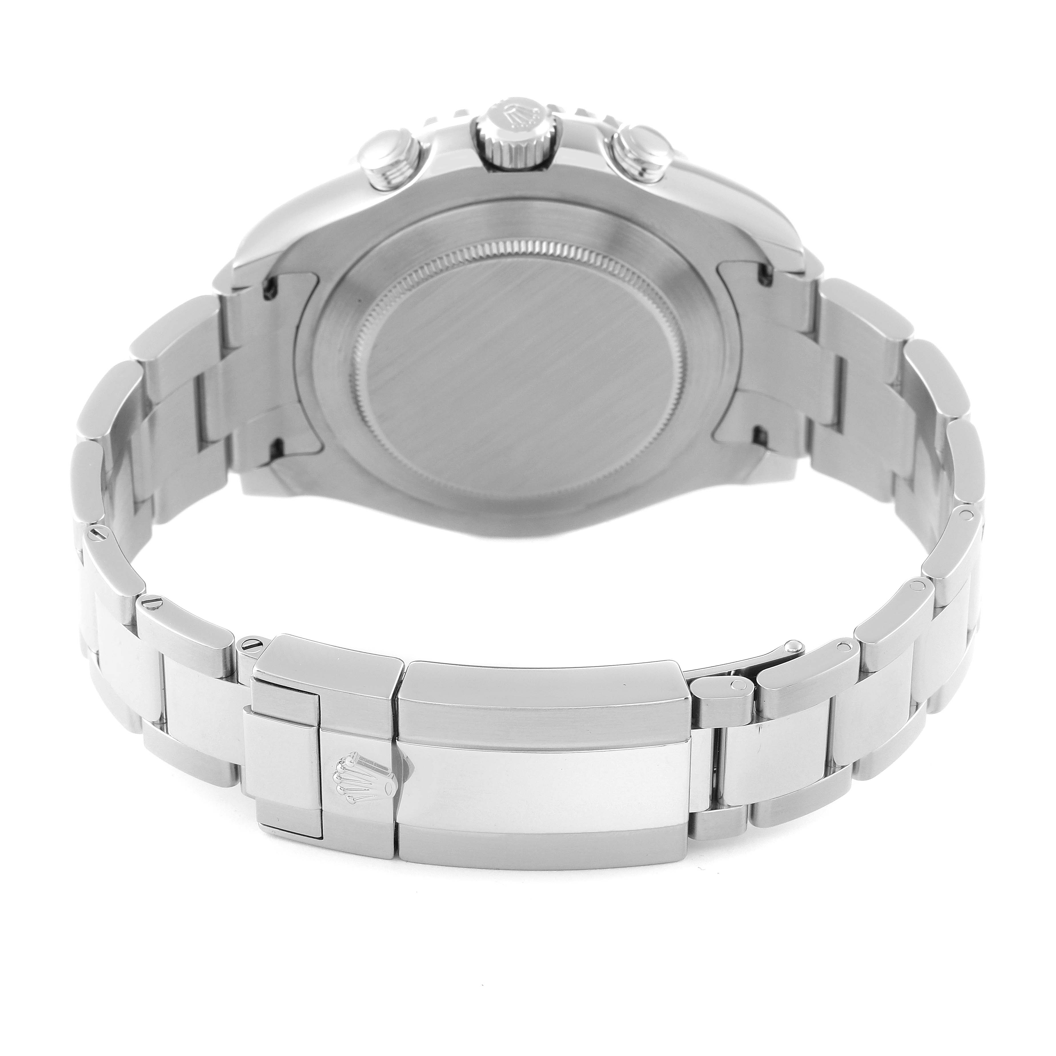 The image shows the back and clasp of the Rolex Yacht-Master 116680 Men's Stainless Steel White Dial 116680 Men's Stainless Steel White Dial watch, highlighting the bracelet and case back.