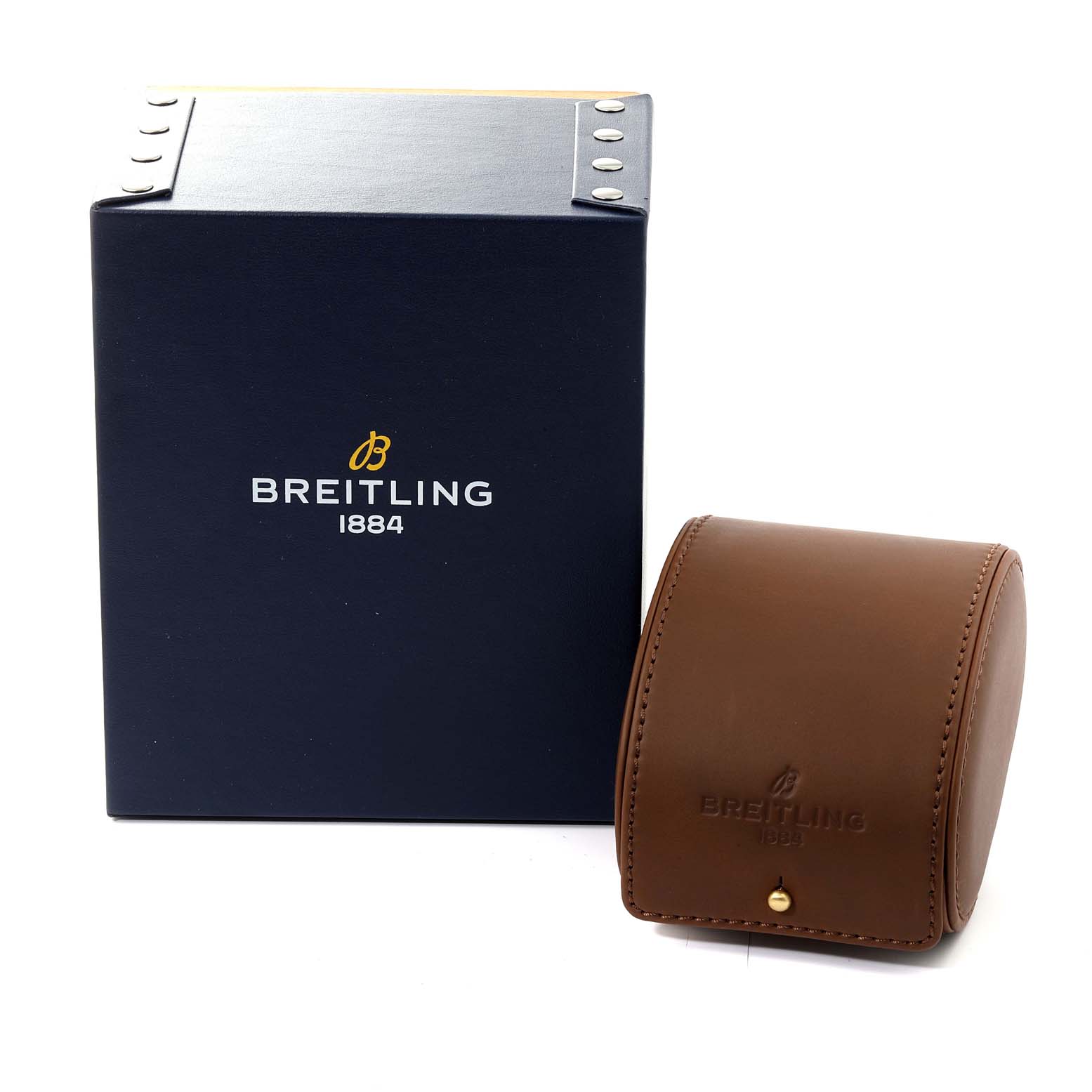 This image shows the packaging and watch case for a Breitling Colt A17388 Men's Stainless Steel Black Dial A17388 Men's Stainless Steel Black Dial model.