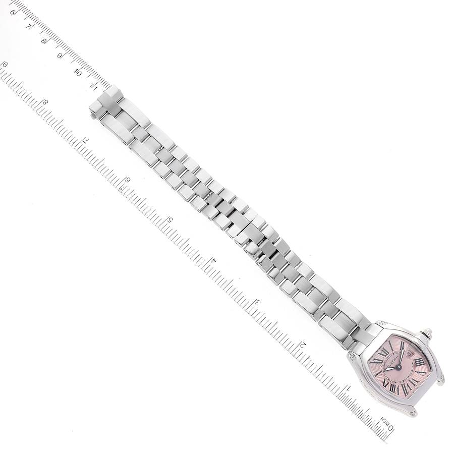 Cartier Roadster Pink Dial Steel Ladies Watch W62017V3