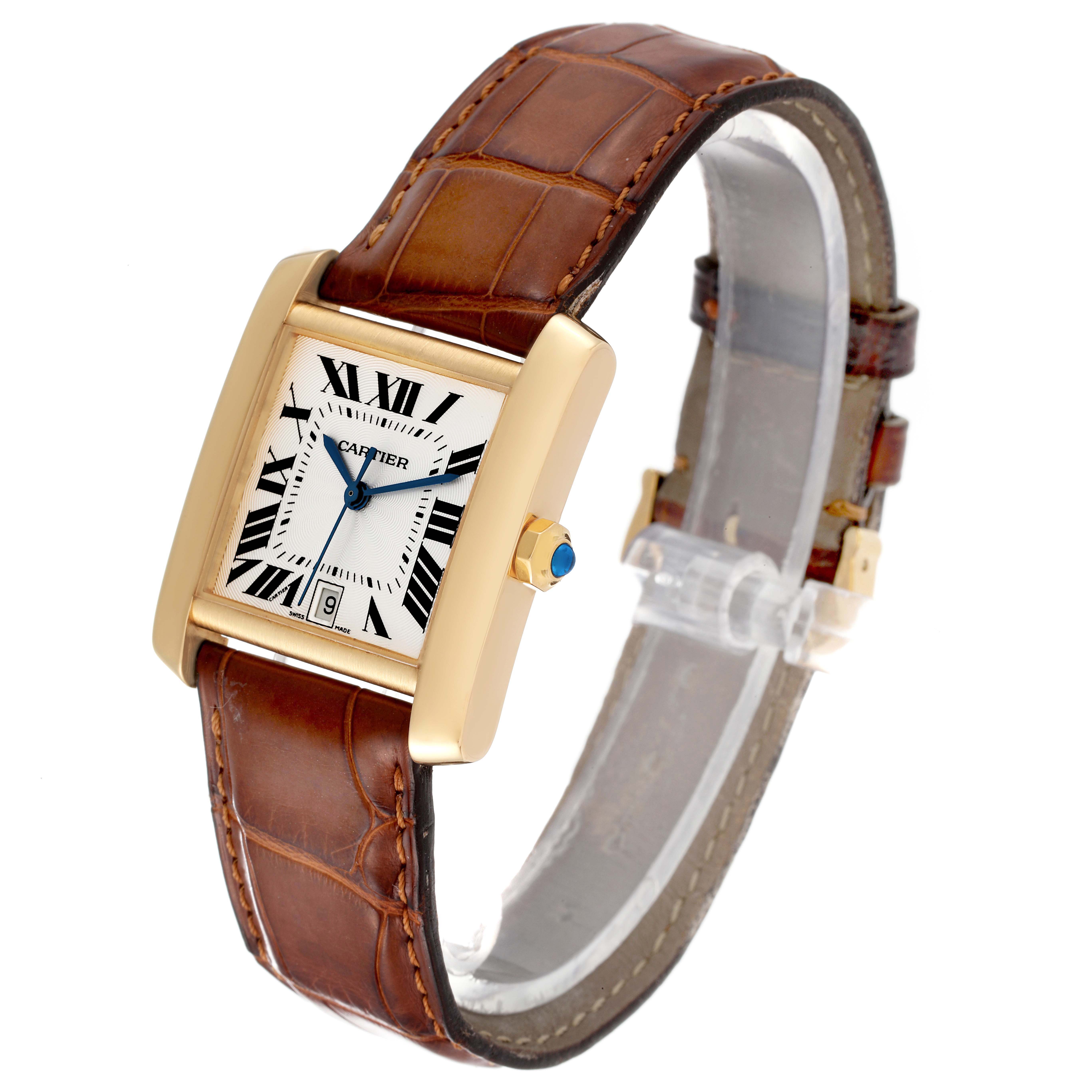 Cartier Tank Francaise Large Yellow Gold Brown Strap Mens Watch ...