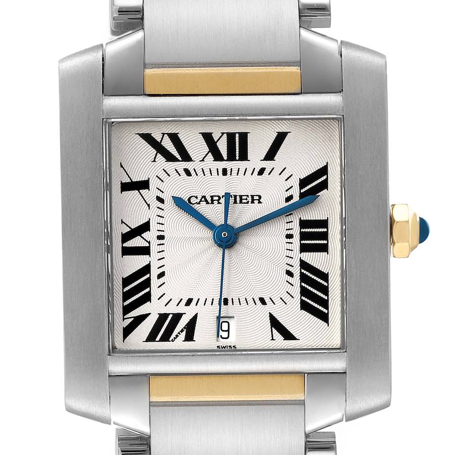 Cartier Tank Francaise Steel Yellow Gold Large Mens Watch W51005Q4 SwissWatchExpo