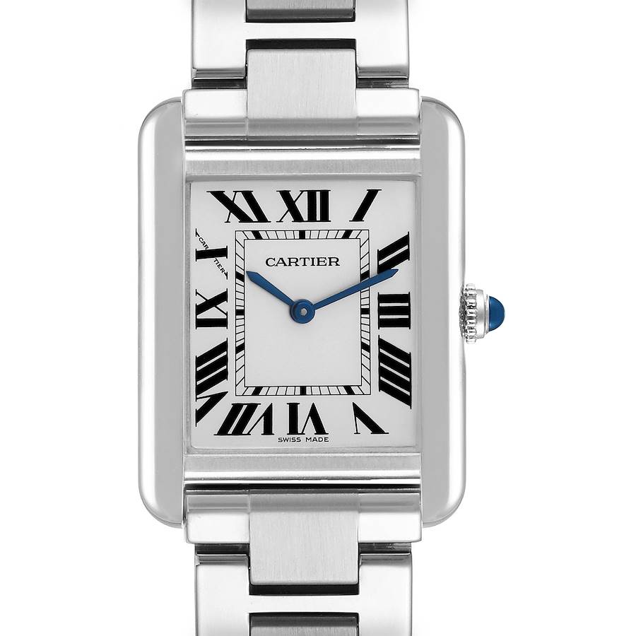 Cartier Tank Solo Small Silver Dial Steel Ladies Watch W5200013 Box Card SwissWatchExpo