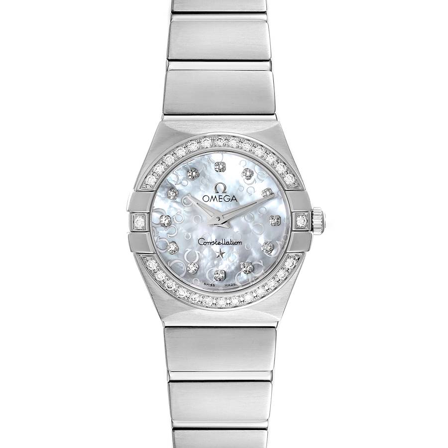 Omega Constellation 24mm MOP Diamond Watch 123.15.24.60.55.005 Box Card SwissWatchExpo