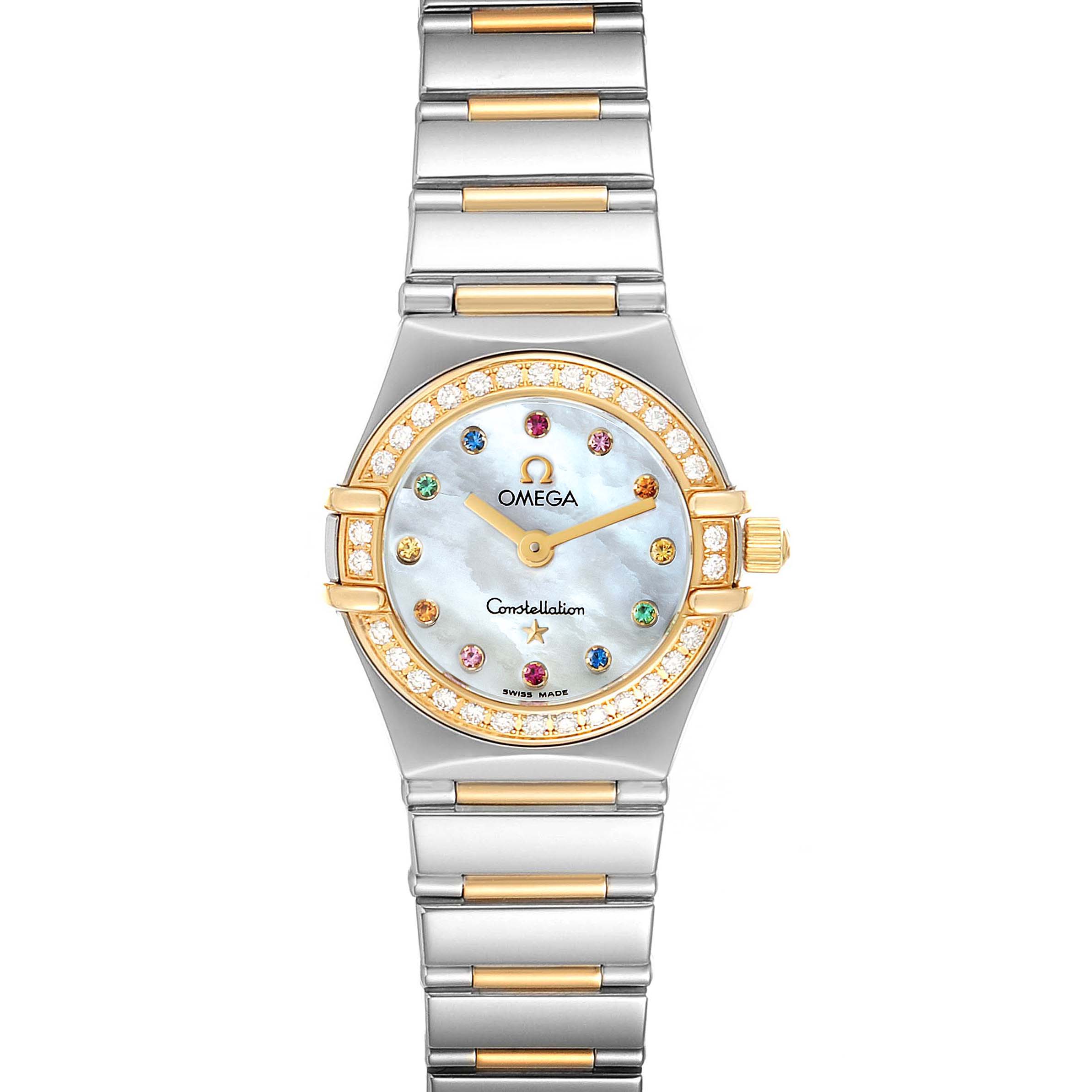 Omega Constellation Iris Steel Yellow Gold Multi Stone Watch