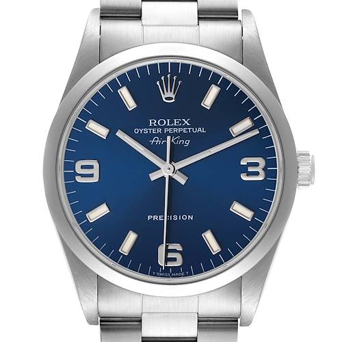 Photo of Rolex Air King 34mm Blue Dial Domed Bezel Steel Mens Watch 14000