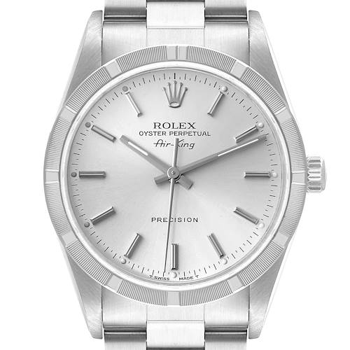 Photo of Rolex Air King Silver Dial 34mm Steel Mens Watch 14010 Box Papers