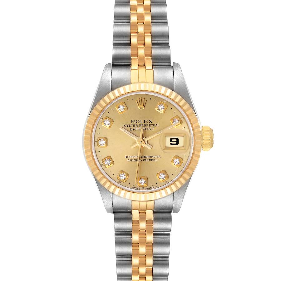 Rolex Datejust 26mm Steel Yellow Gold Diamond Dial Ladies Watch 69173 SwissWatchExpo
