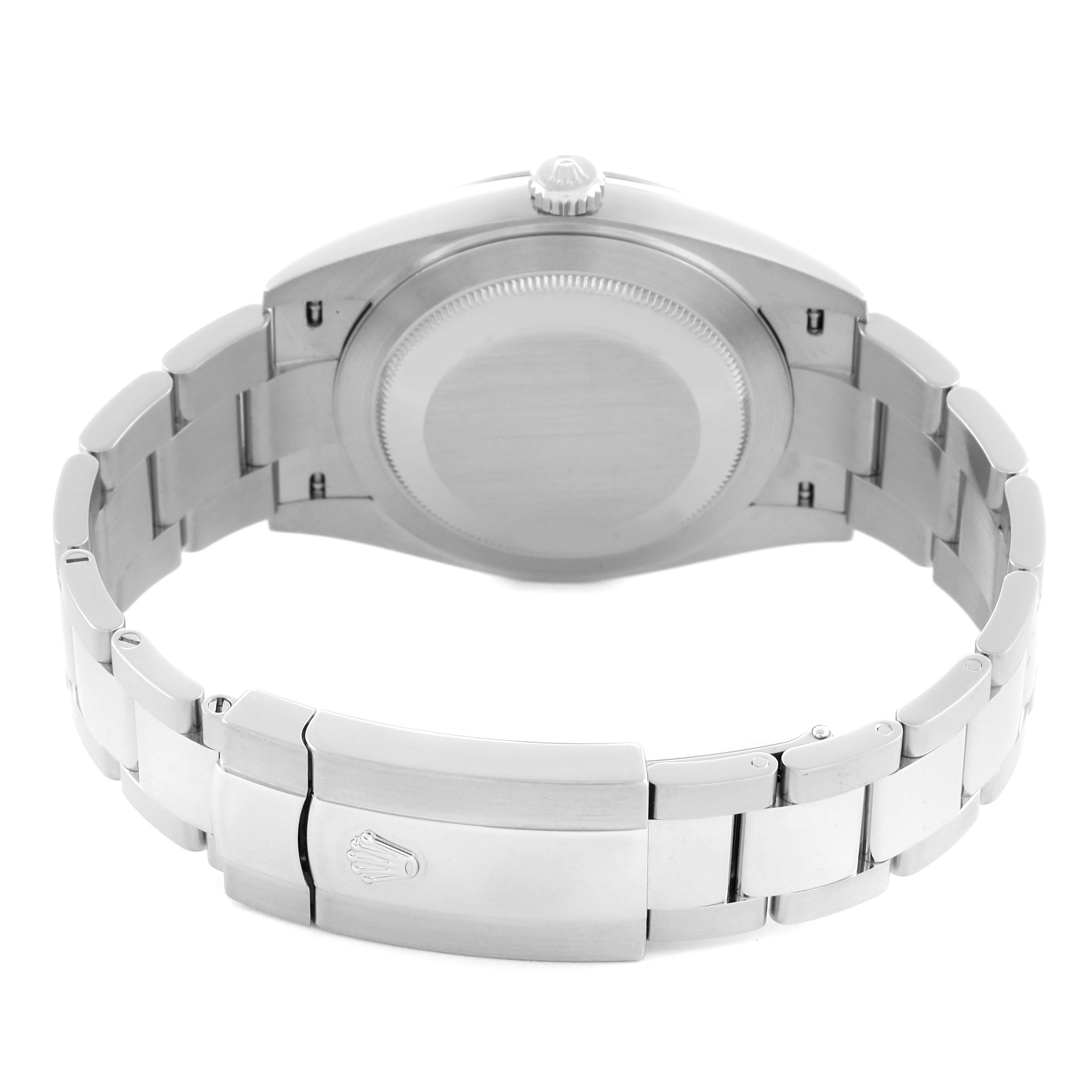 The image shows the back and bracelet of the Rolex Datejust 41 126300 Men's Stainless Steel Blue Dial 126300 Men's Stainless Steel Blue Dial, highlighting the clasp and case back.