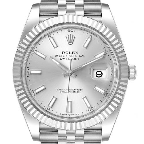 Photo of Rolex Datejust 41 Steel White Gold Silver Dial Mens Watch 126334 Unworn