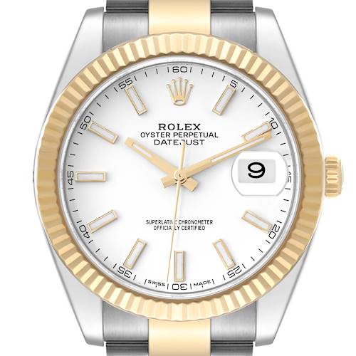 Photo of Rolex Datejust 41 Steel Yellow Gold White Dial Mens Watch 126333 Box Card