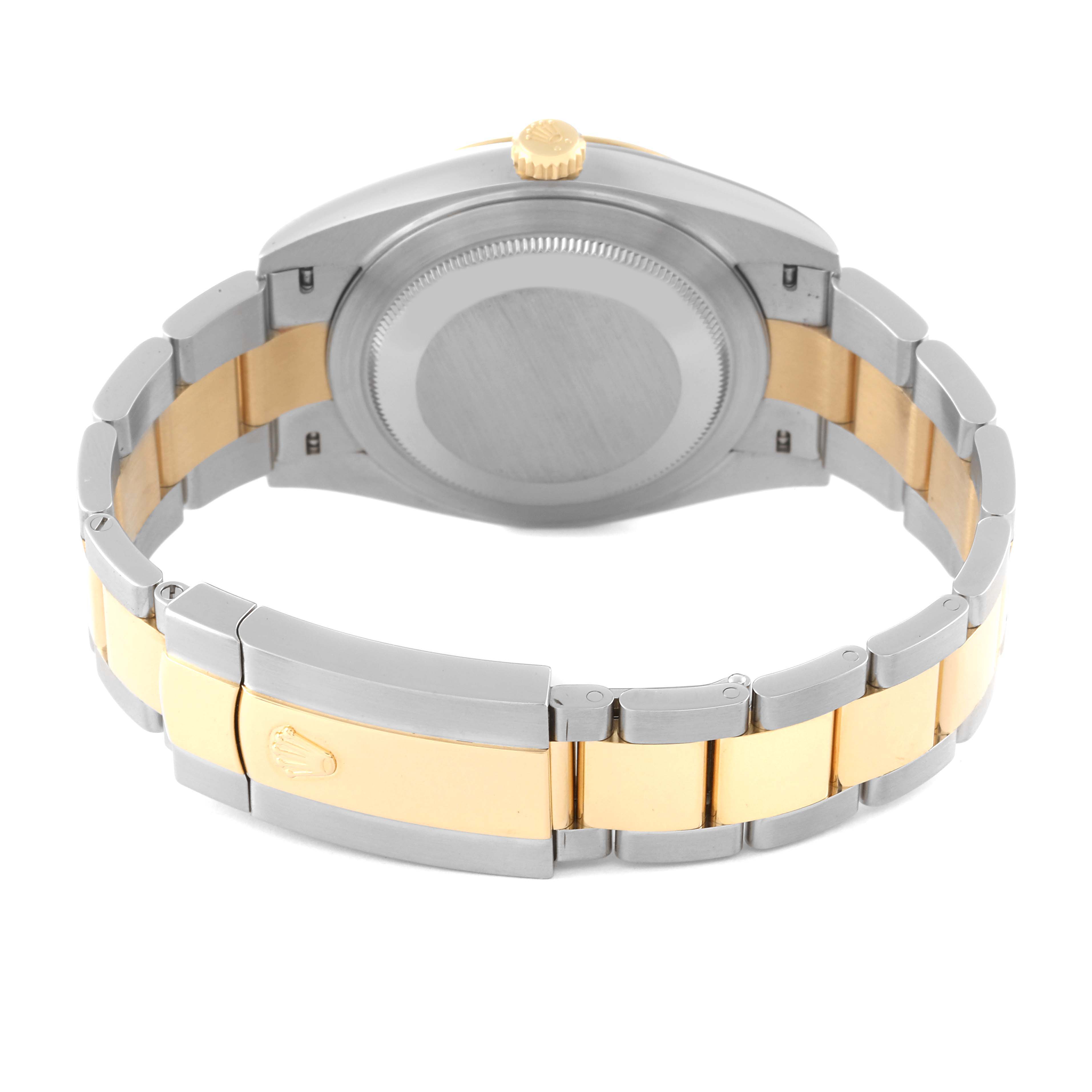The image shows the back view of the Rolex Datejust 41 126333 Men's Steel and Gold (two tone) White Dial 126333 Men's Steel and Gold (two tone) White Dial watch, focusing on its two-tone bracelet and case back.